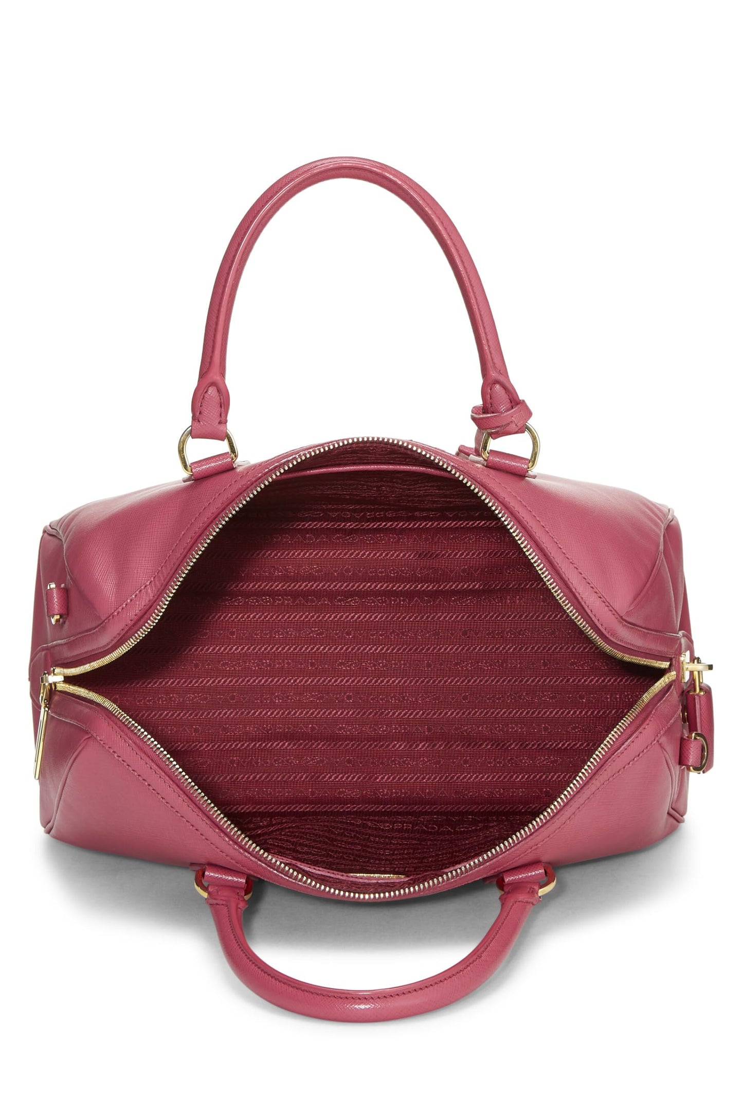 Prada Boston Luxury Handbag Saffiano Pink Travel Bag
