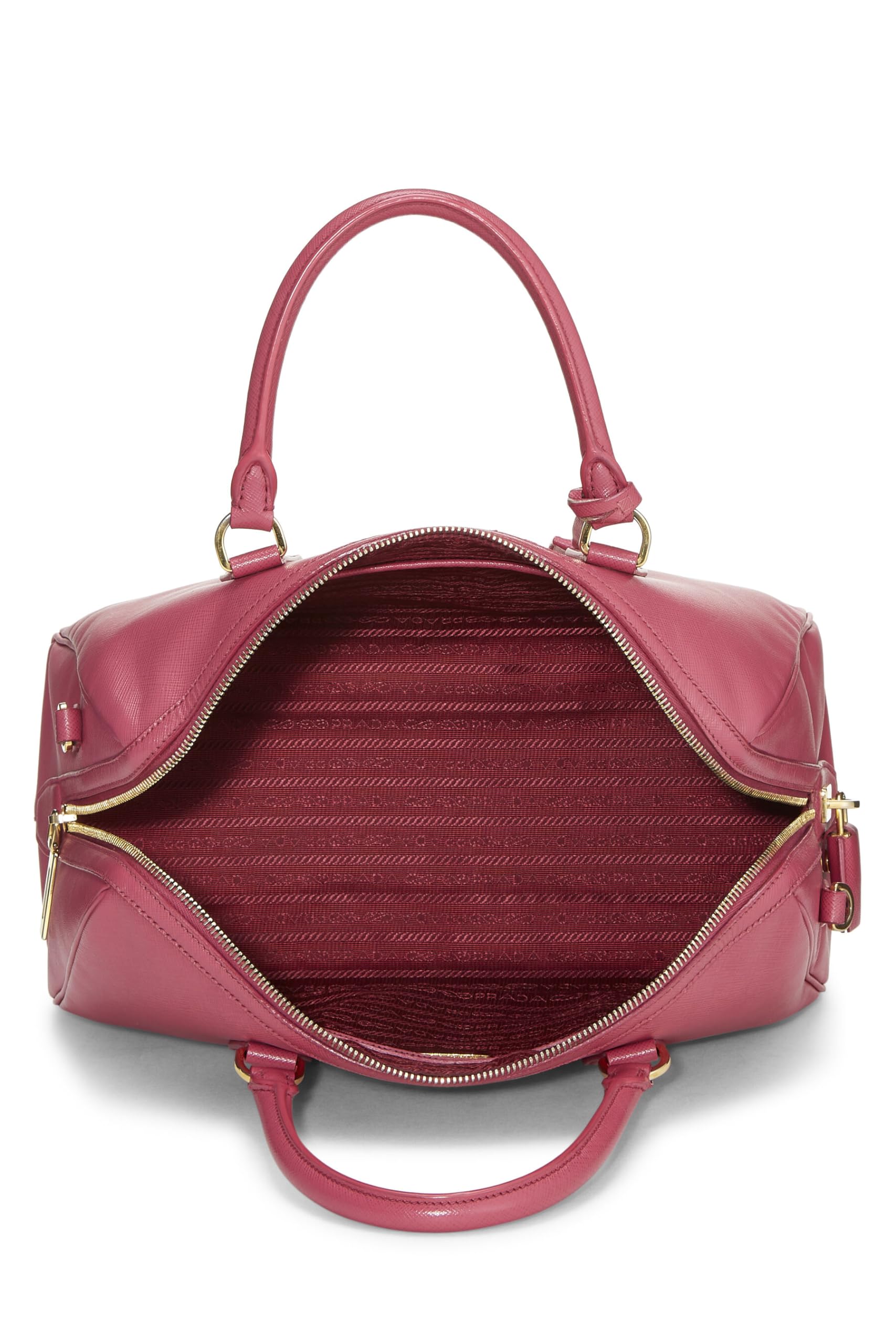 Prada Boston Luxury Handbag Saffiano Pink Travel Bag