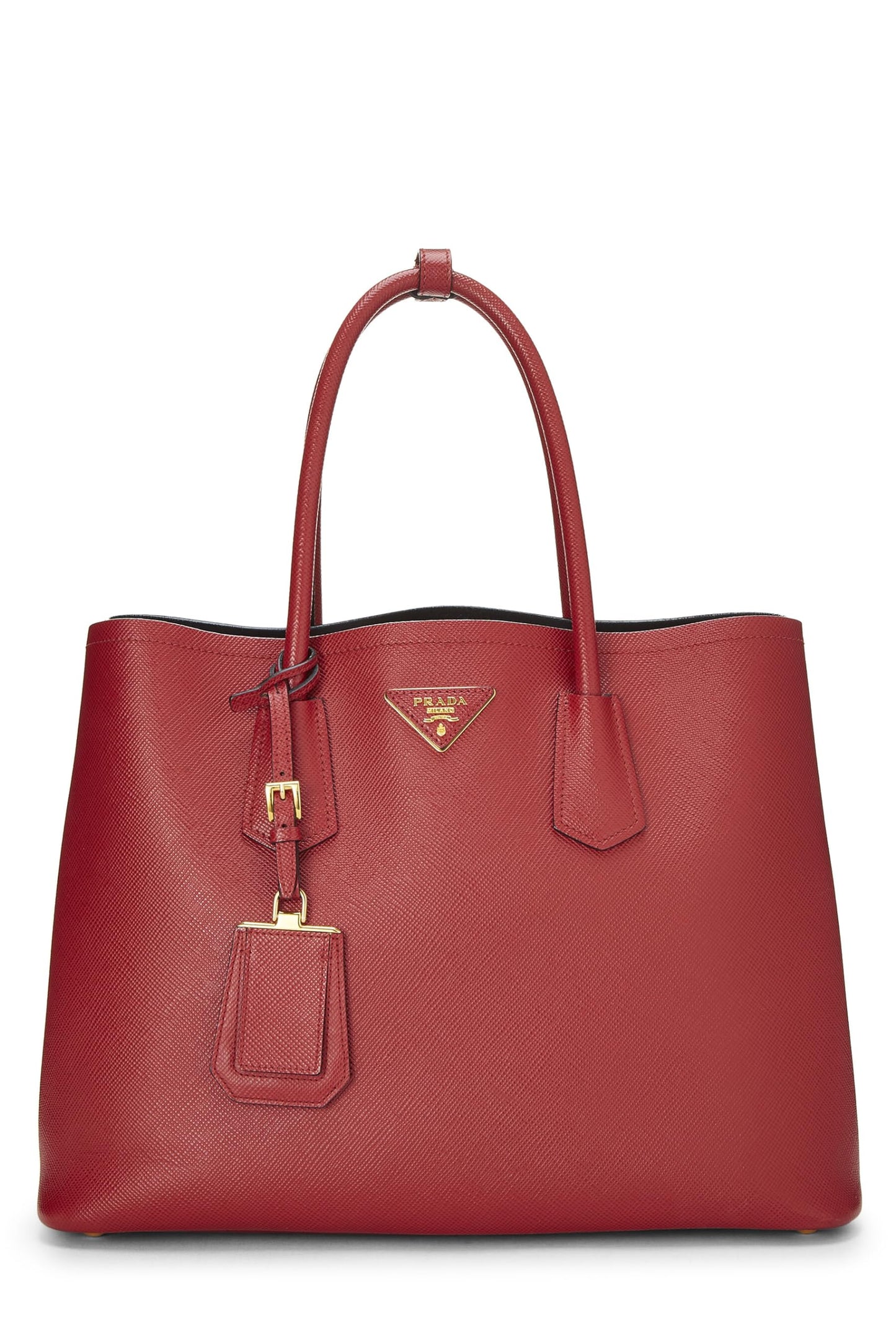 Prada Double Tote Leather Saffiano Red Tote Bag