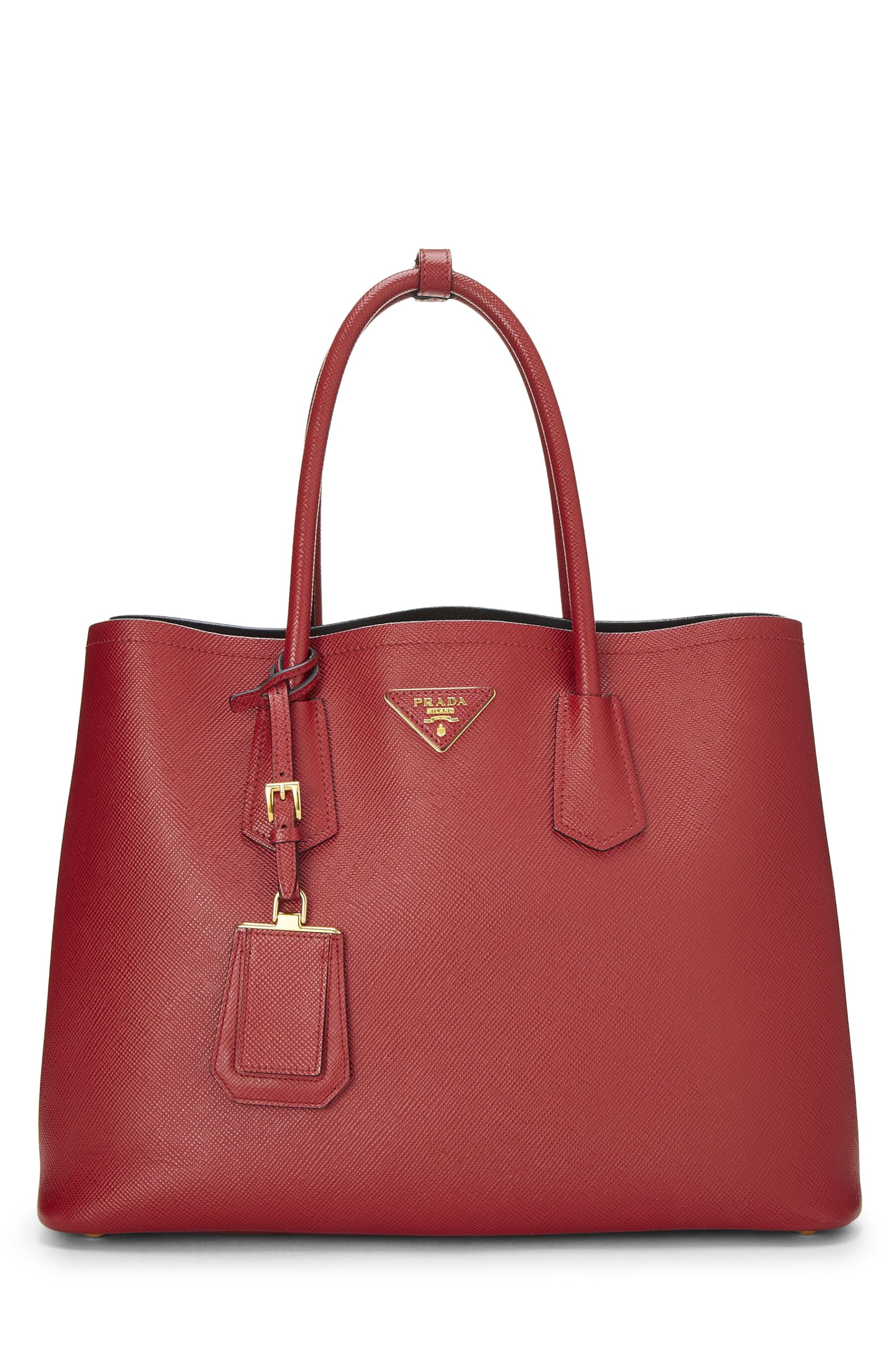 Prada Double Tote Leather Saffiano Red Tote Bag