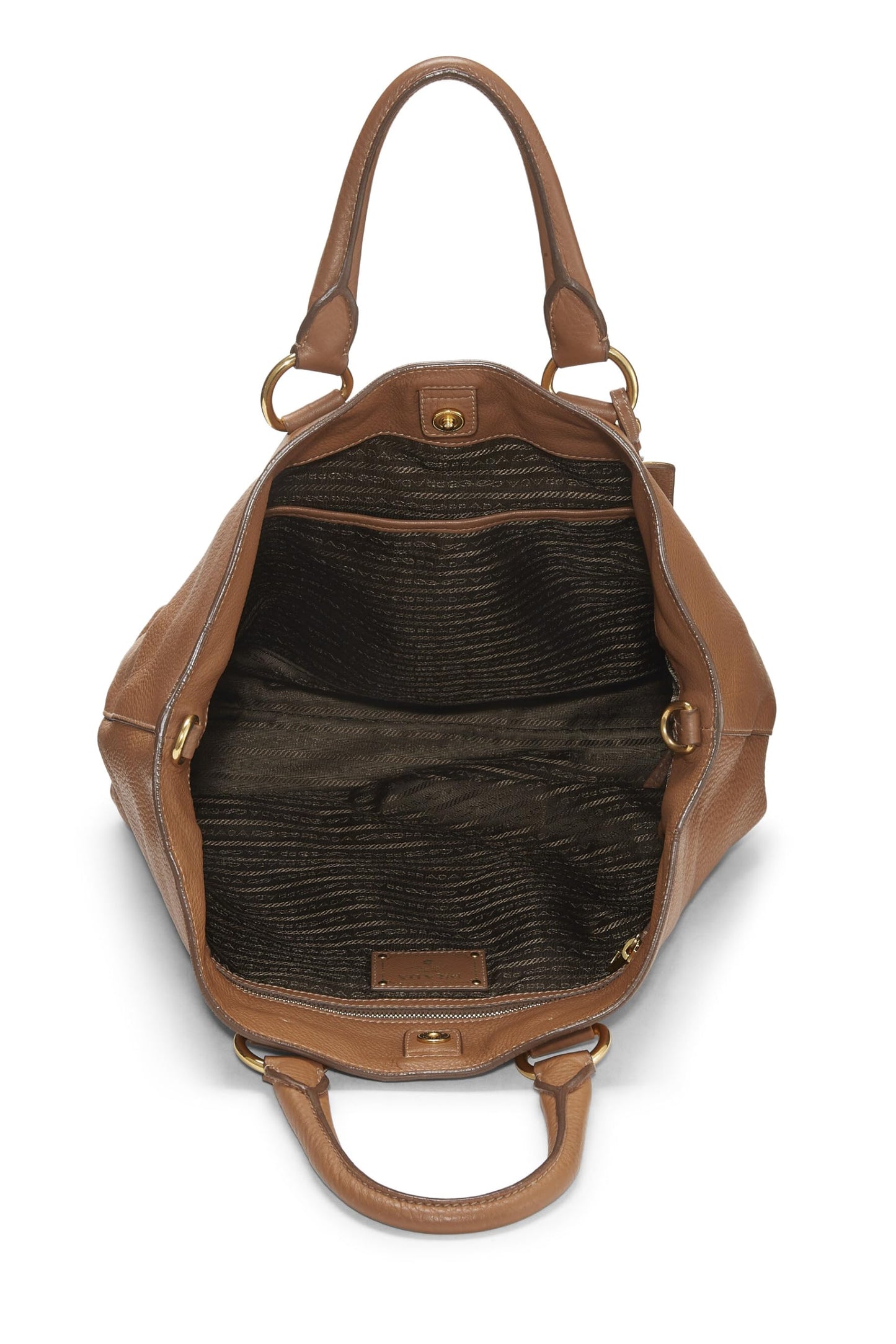 Prada Daino Phenix Convertible Shopping Tote Vitello Brown Tote Bag