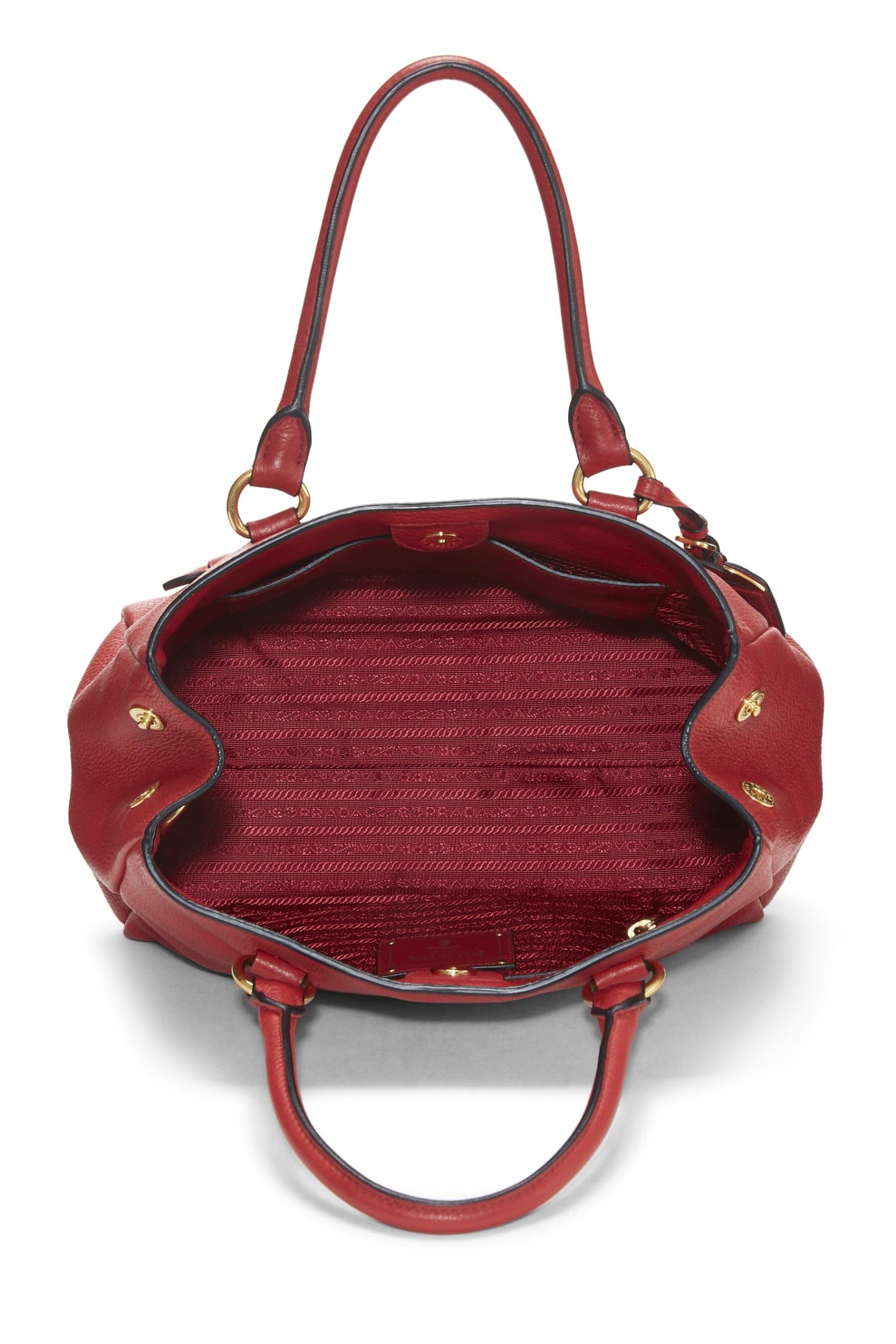 Prada Daino Convertible Tote Vitello Red Small Tote Bag