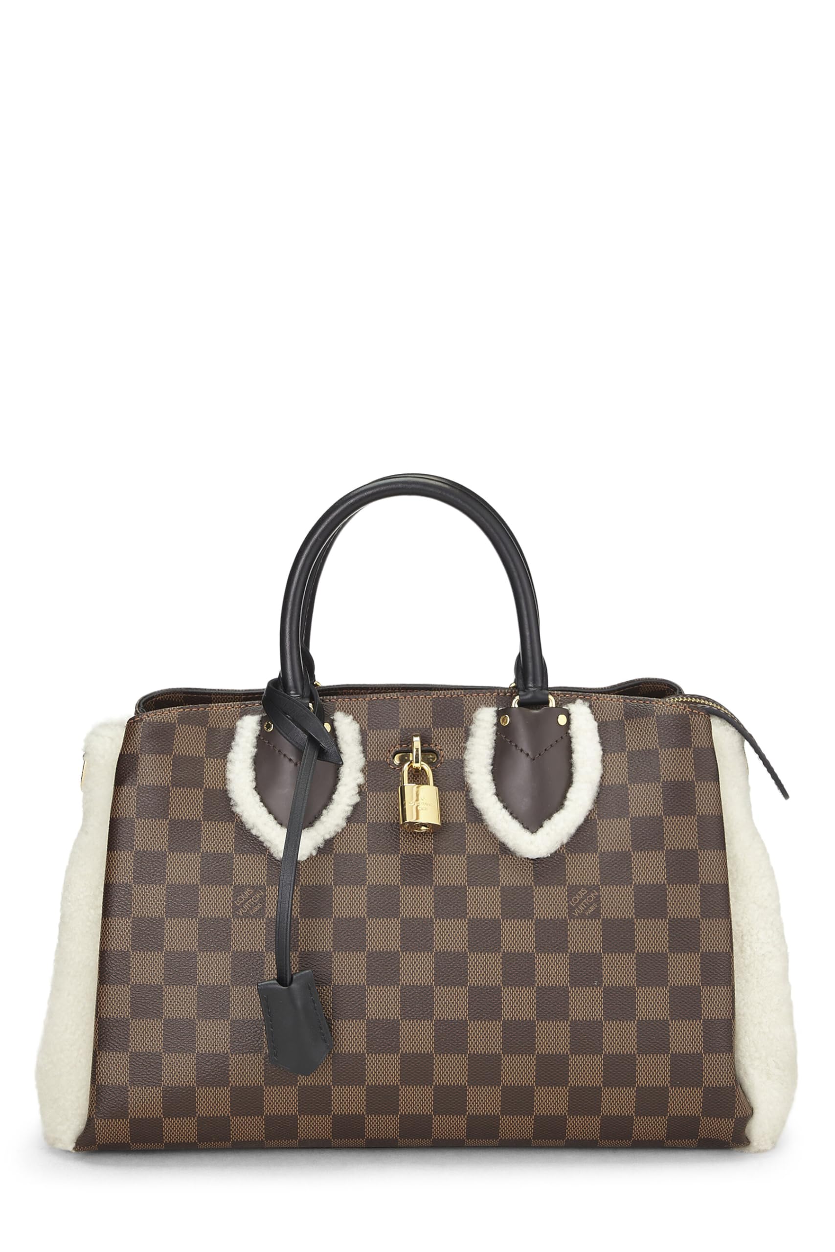 Louis Vuitton,  Black Damier Ebene Shearling Normandy, Black