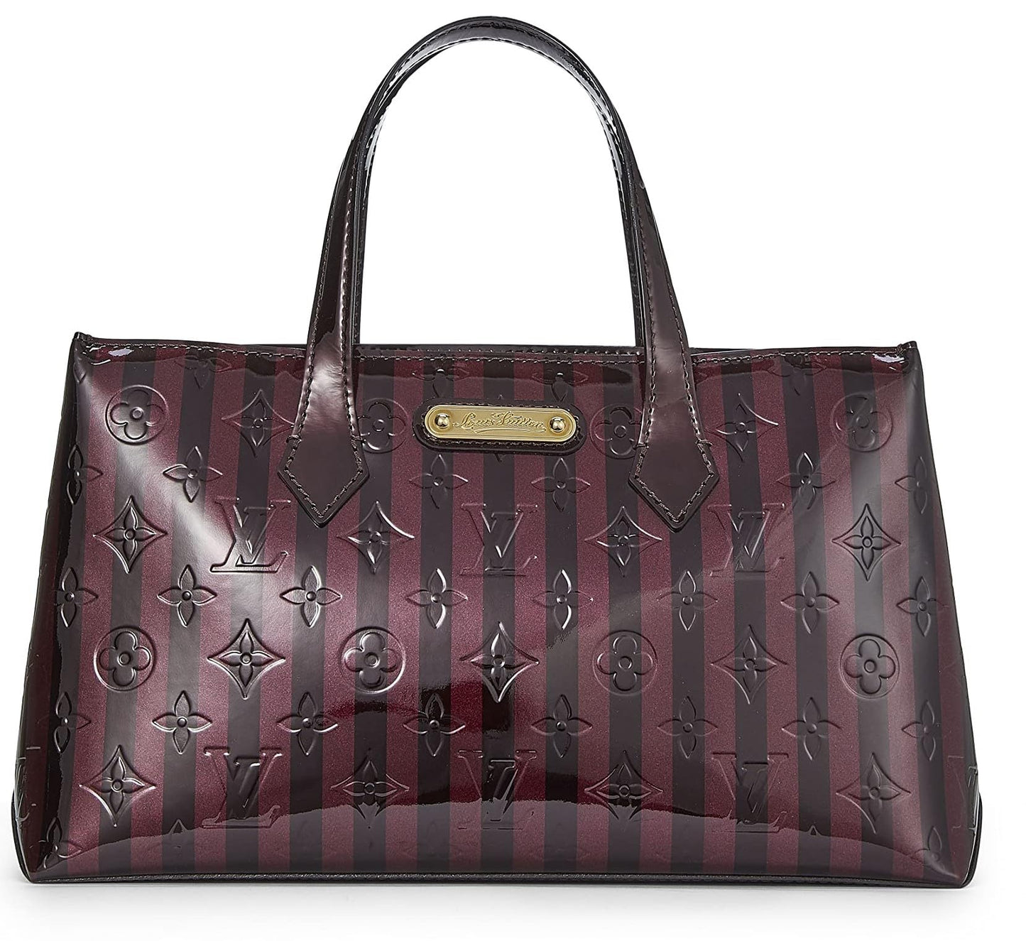 Louis Vuitton,  Griotte & Amarante Monogram Vernis Rayures Wilshire PM, Purple
