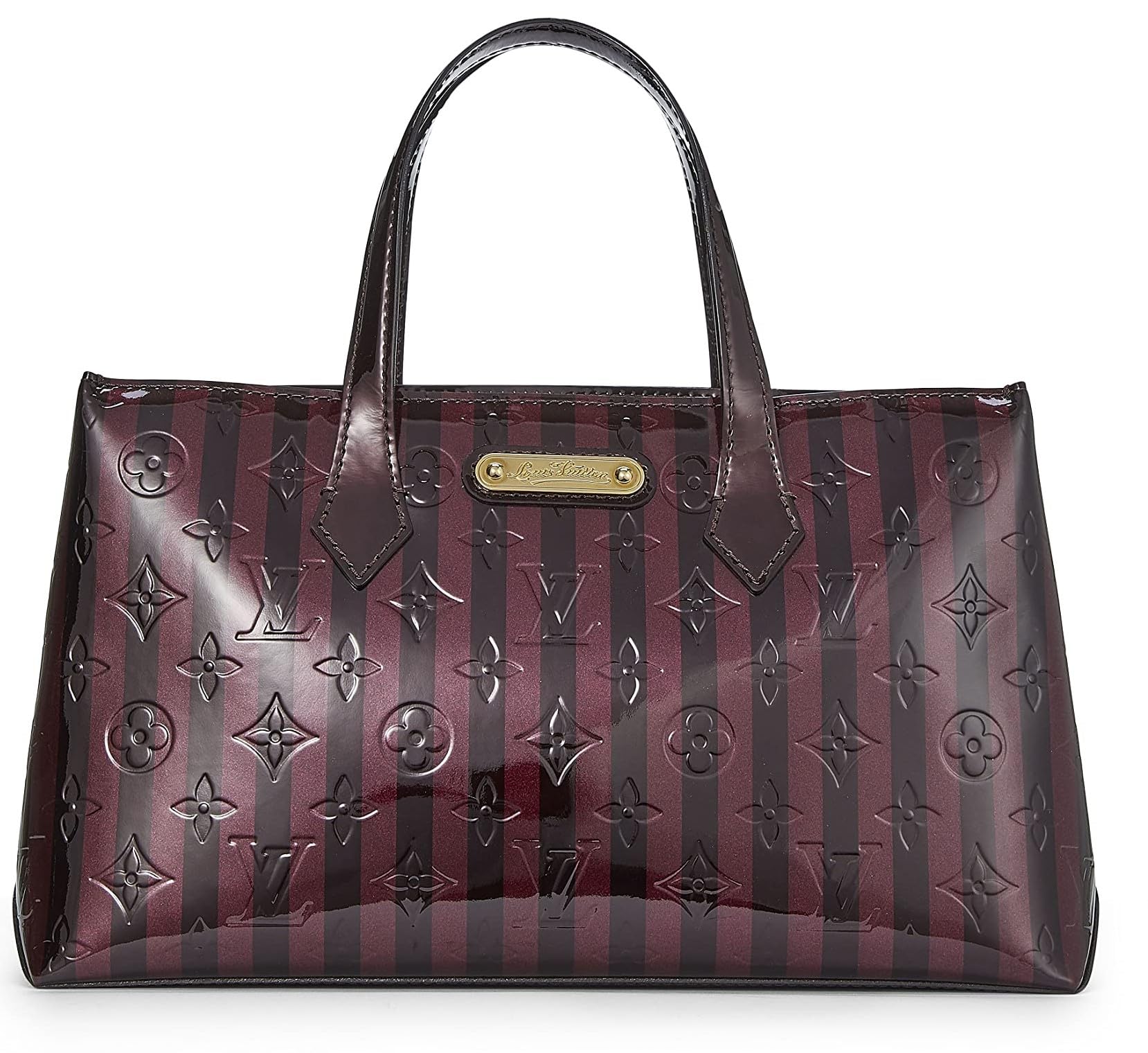 Louis Vuitton,  Griotte & Amarante Monogram Vernis Rayures Wilshire PM, Purple