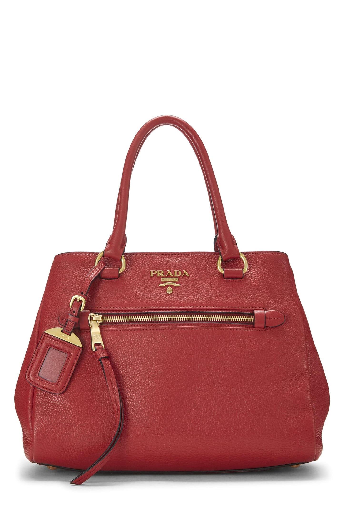 Prada Daino Convertible Tote Vitello Red Small Tote Bag