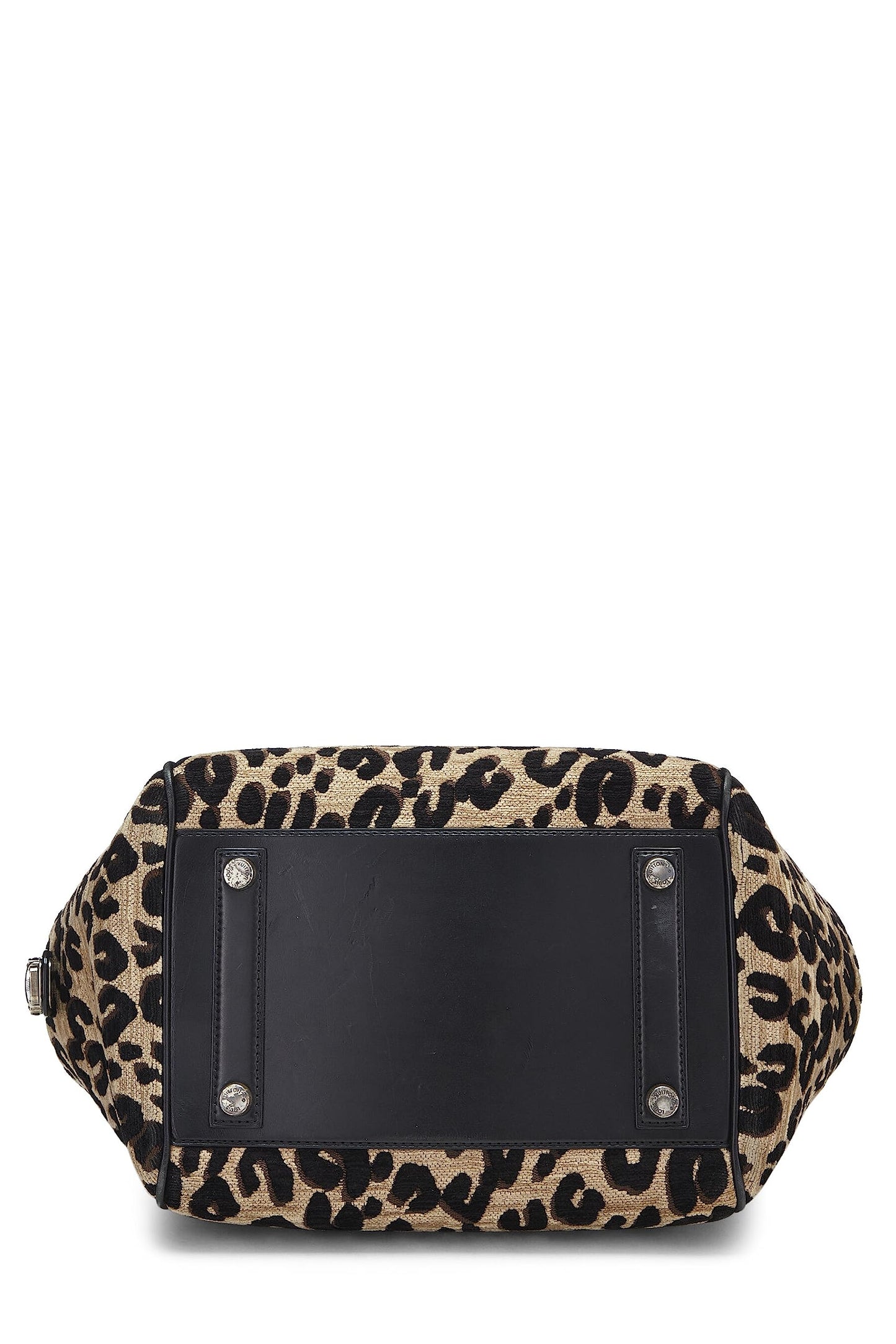 Louis Vuitton,  Tan & Black Leopard Chenille Tapestry North-South Tote, Black