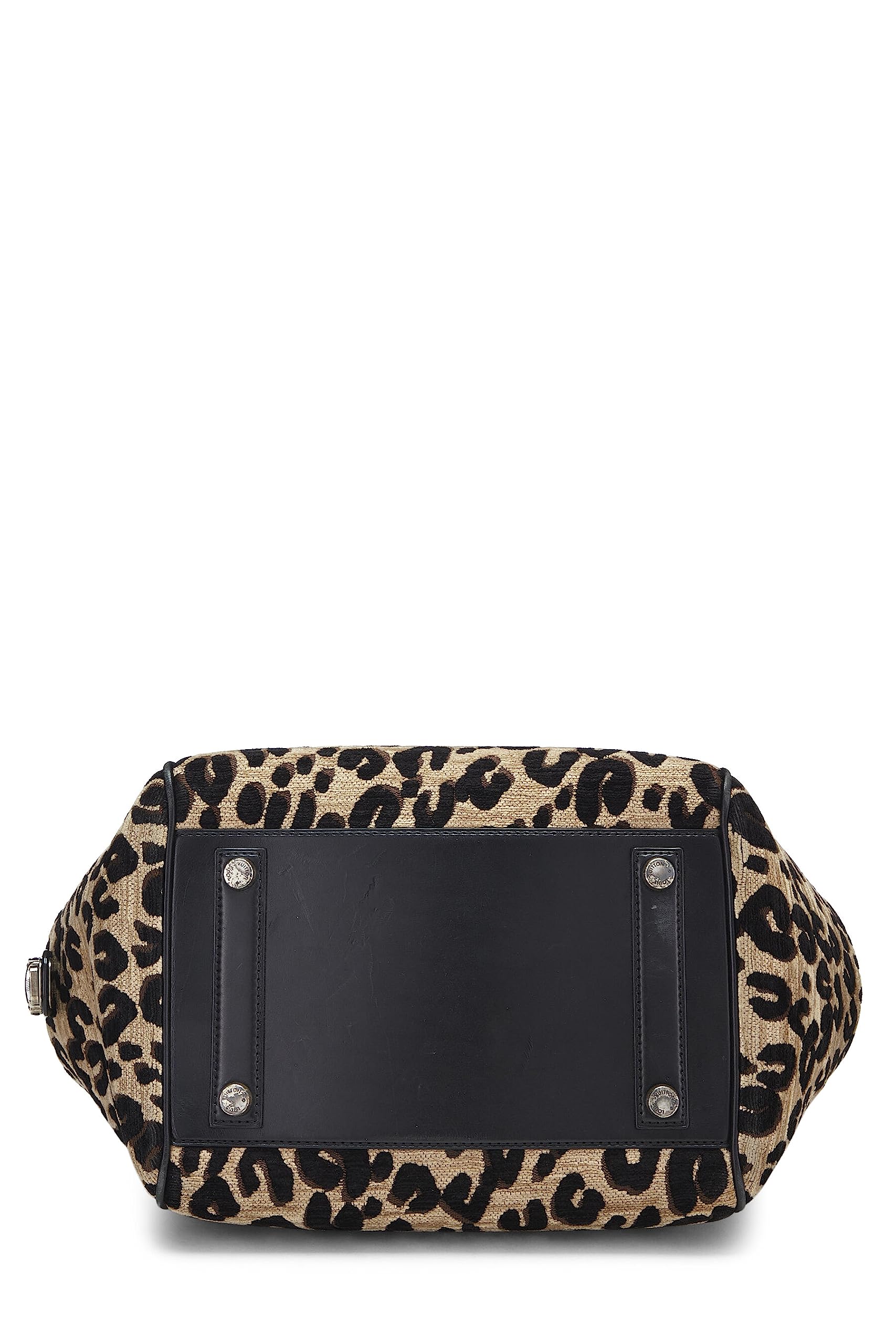 Louis Vuitton,  Tan & Black Leopard Chenille Tapestry North-South Tote, Black