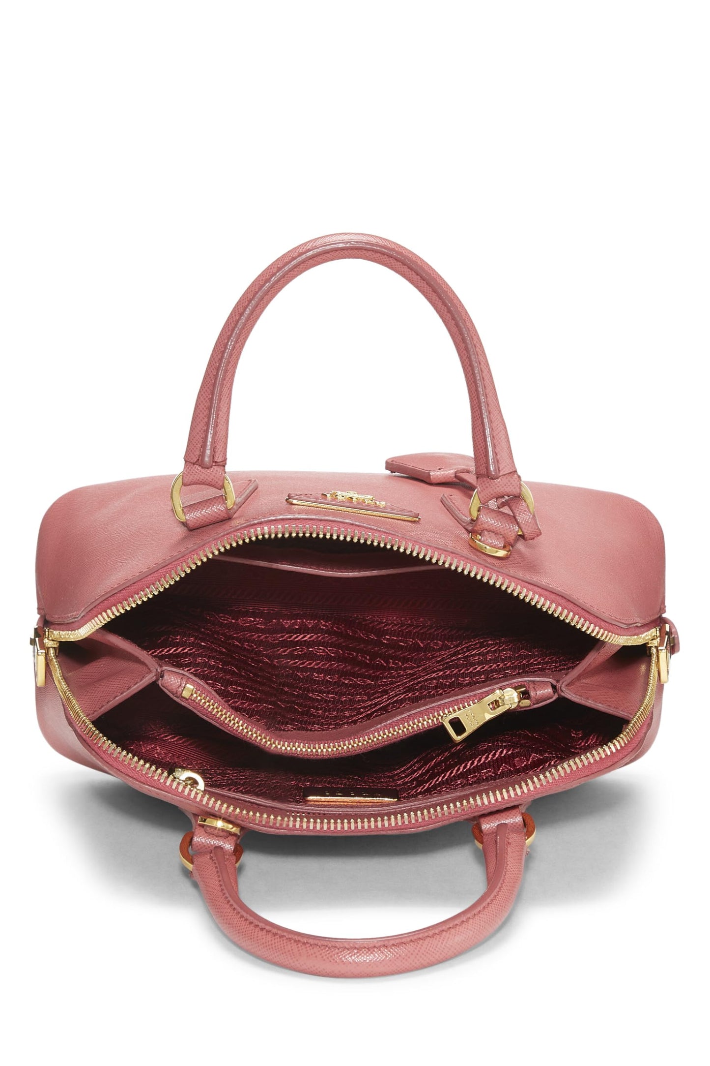 Prada Promenade Luxury Handbag Leather Saffiano Pink Travel Bag