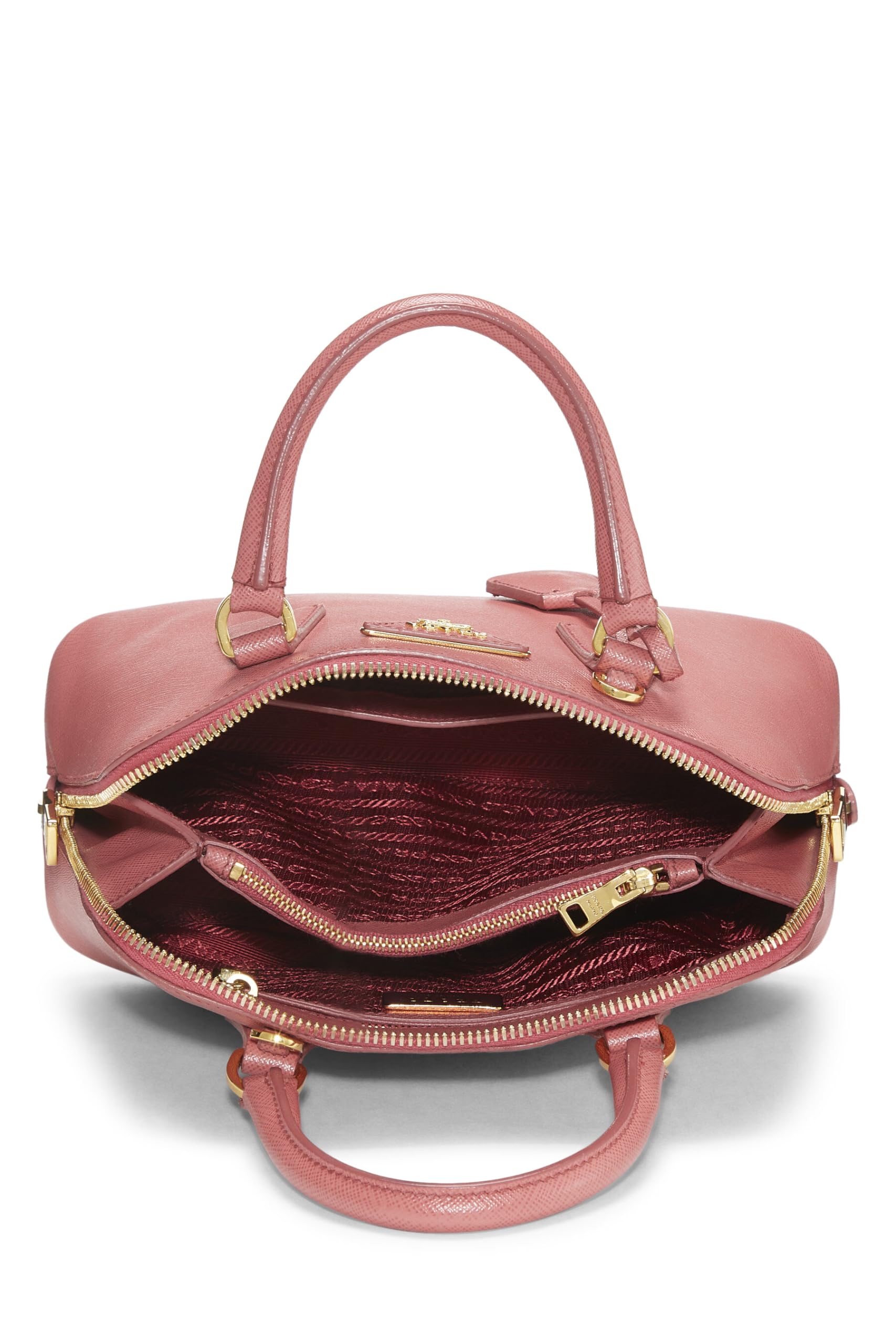 Prada Promenade Luxury Handbag Leather Saffiano Pink Travel Bag