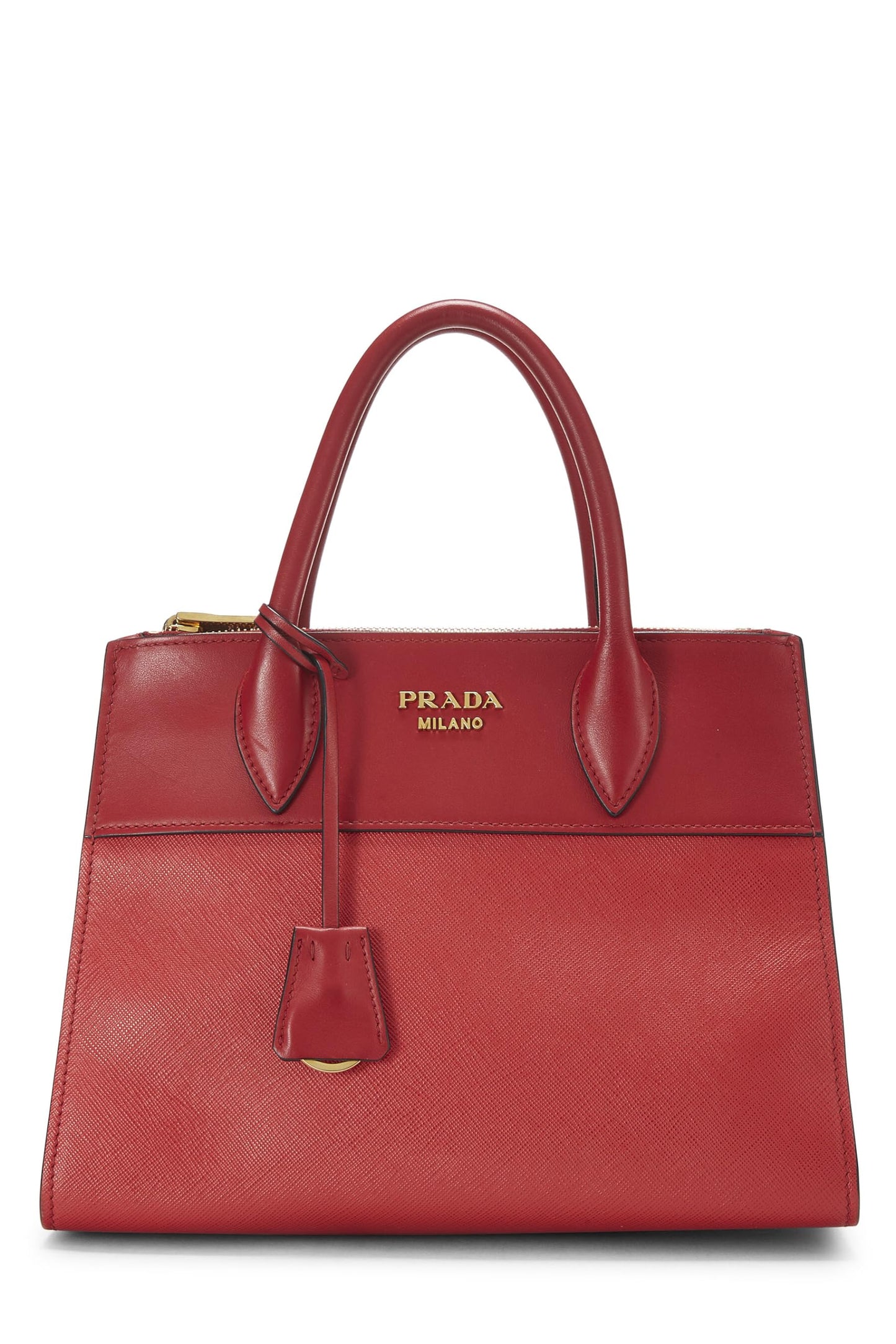 Prada Paradigme City Shoulder Bag Saffiano Red Medium