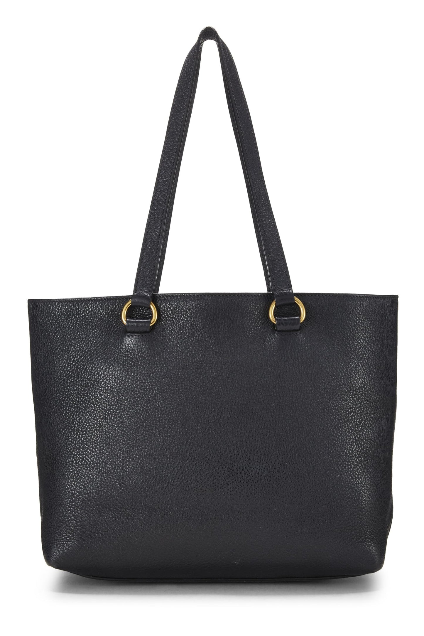Prada Daino Tote Vitello Black Logo Tote Bag