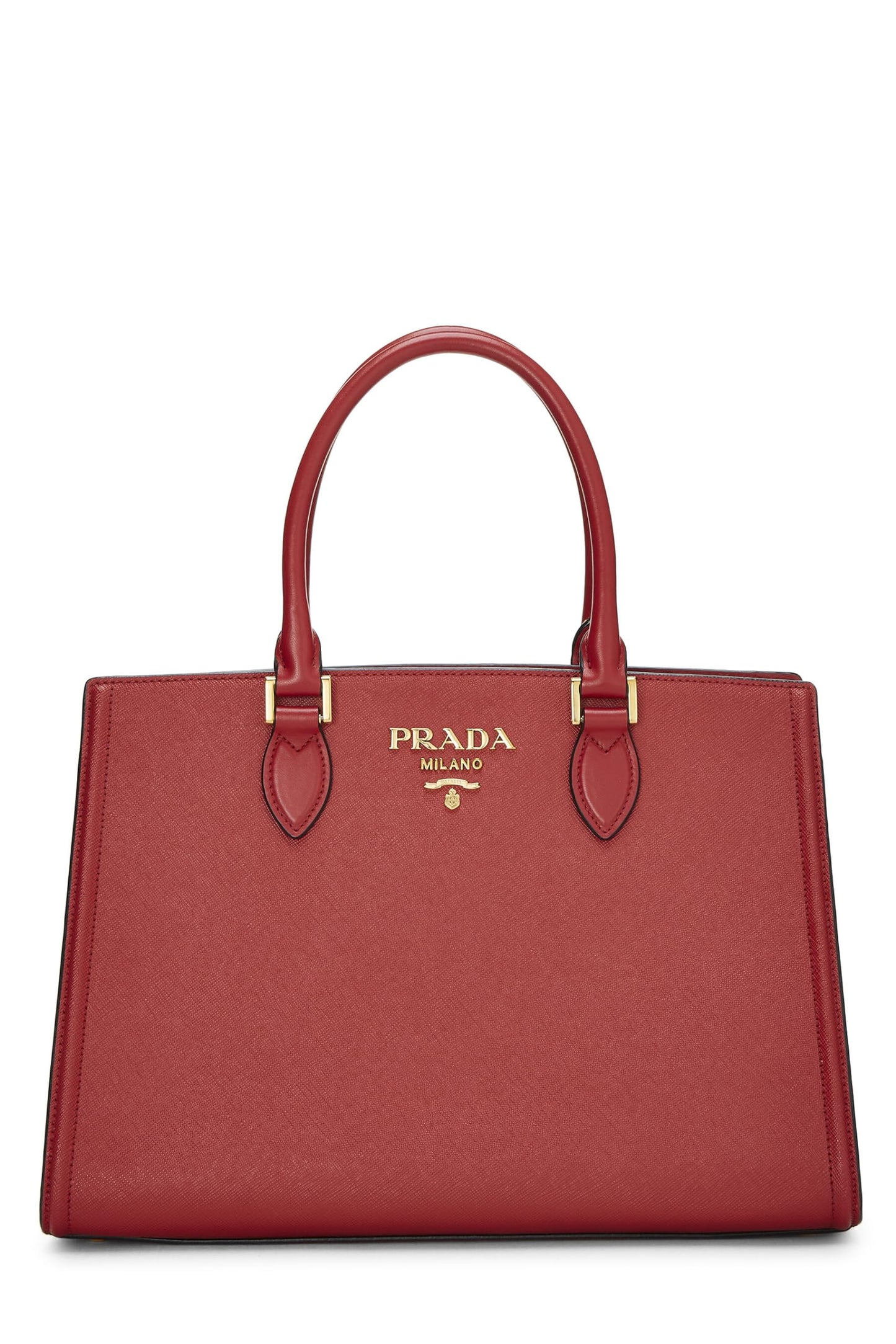 Prada Convertible Handbag Saffiano Red Travel Bag