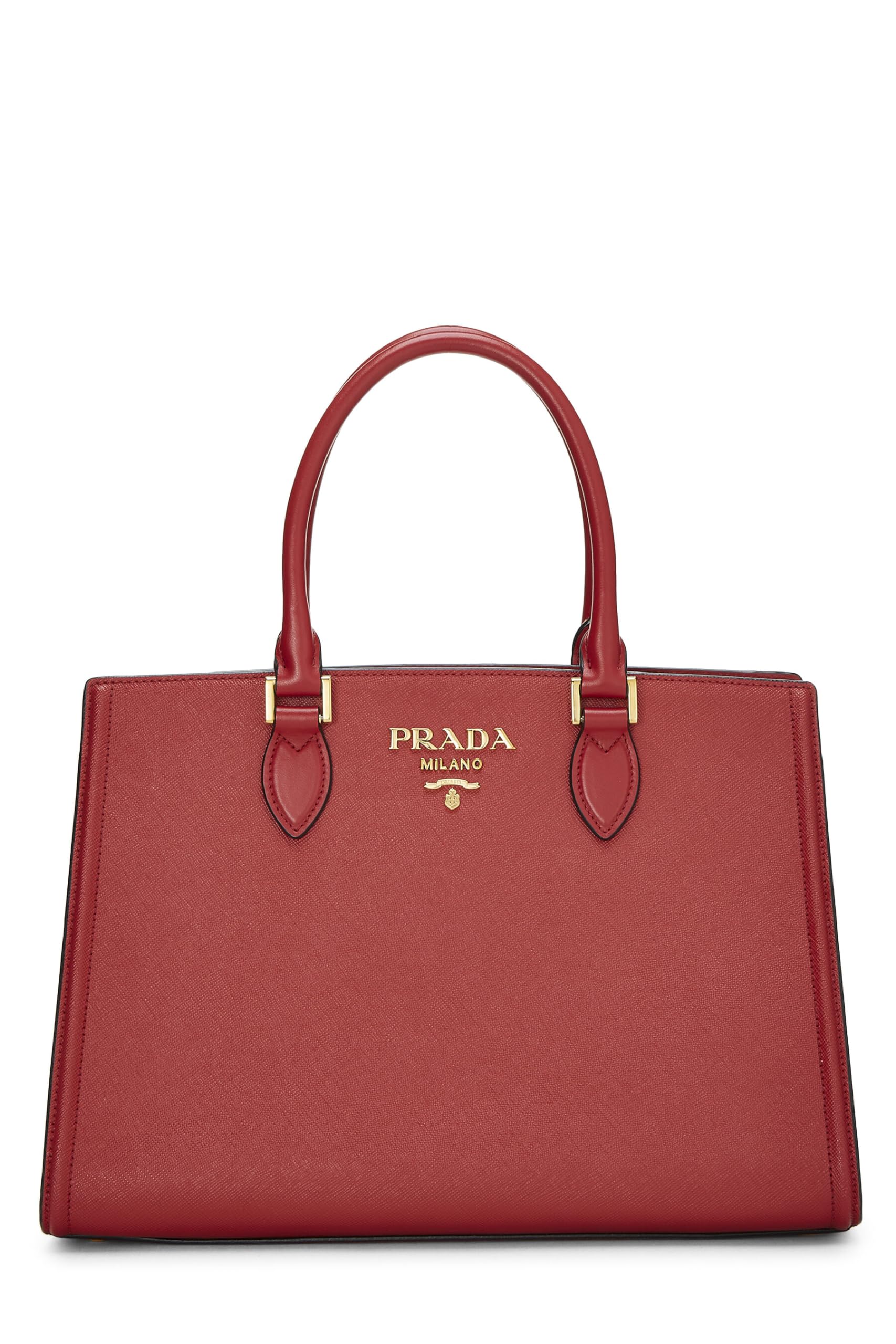 Prada Convertible Handbag Saffiano Red Travel Bag
