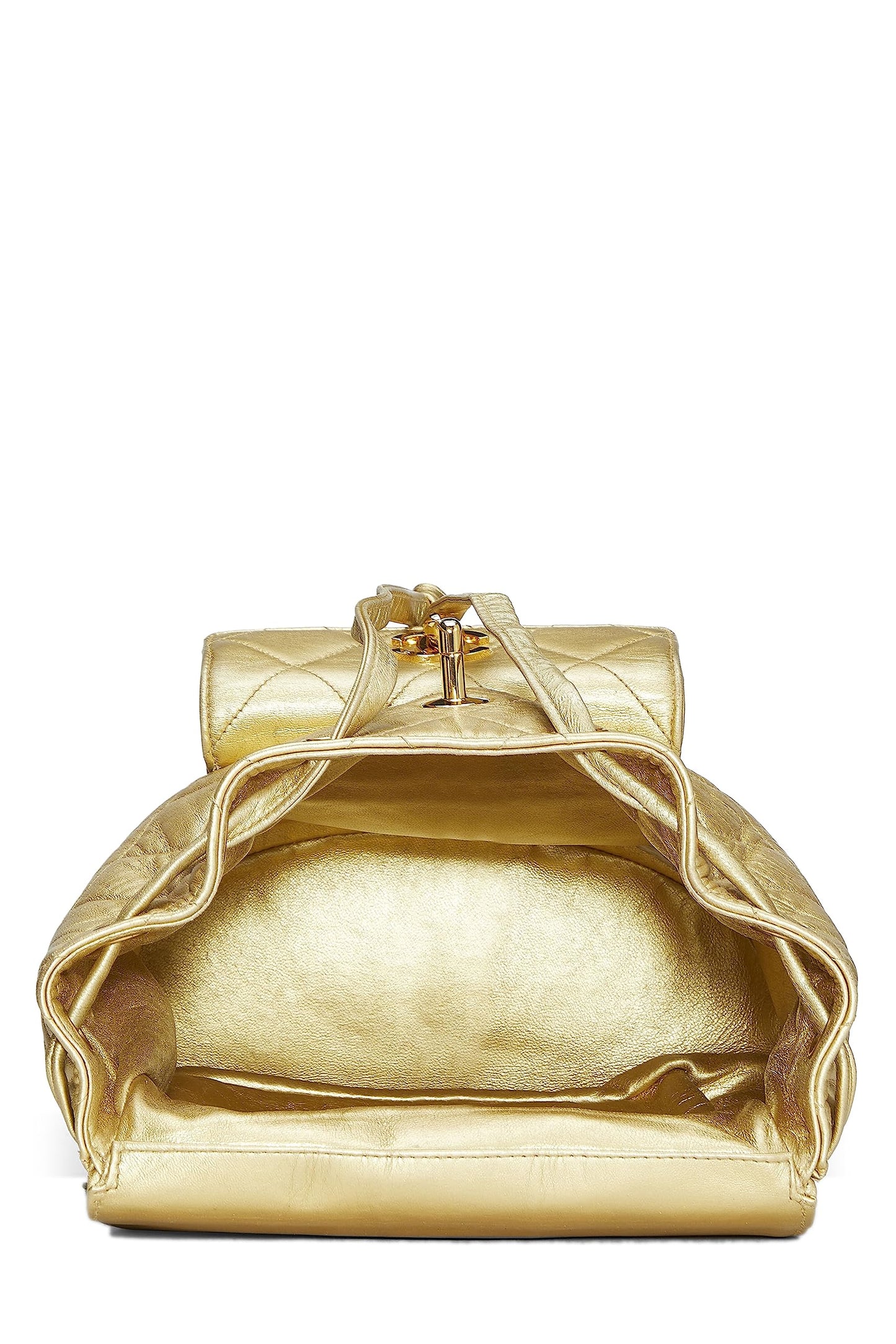 Chanel,gold Metallic Lambskin Classic Backpack Mini,gold
