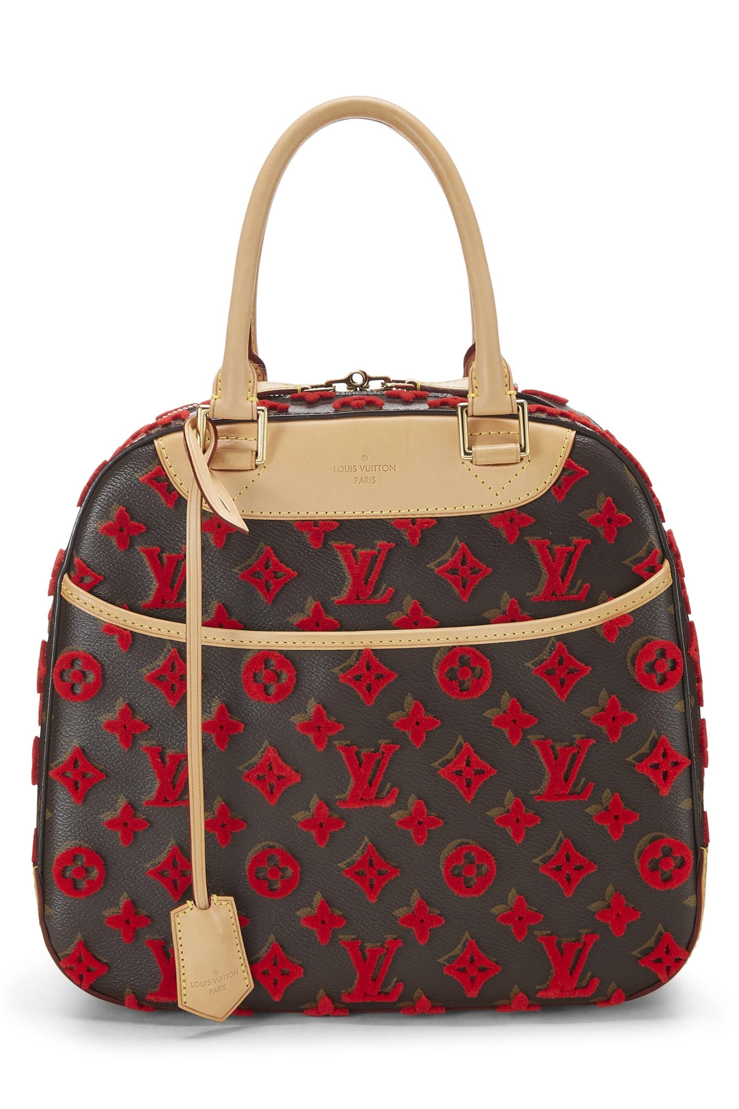 Louis Vuitton,  Limited Edition Red Monogram Tuffetage Deauville Cube, Red