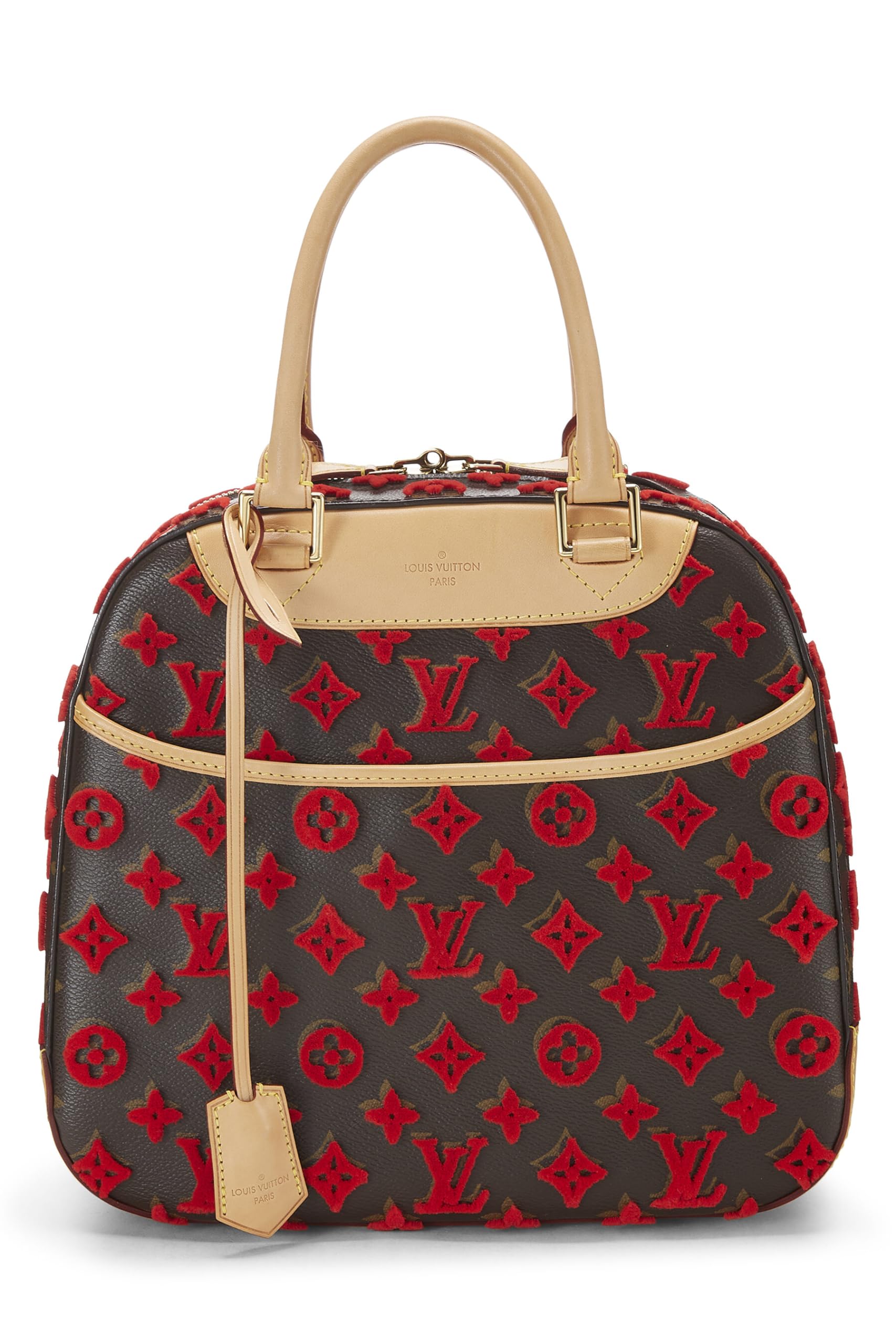 Louis Vuitton,  Limited Edition Red Monogram Tuffetage Deauville Cube, Red