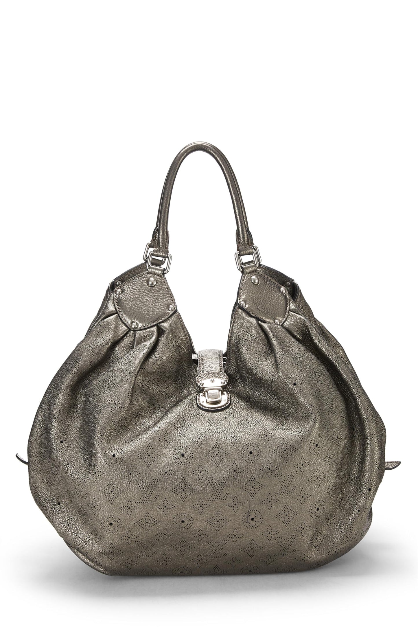 Louis Vuitton,  Metallic Silver Monogram Leather Mahina XL, Silver