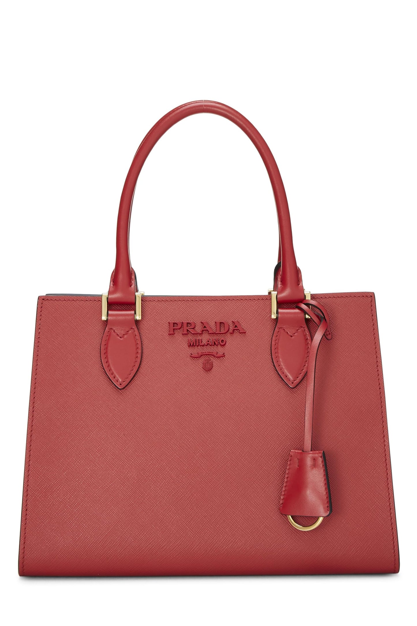 Prada Monochrome Bag Leather Saffiano Red Travel Bag Bag Small Red