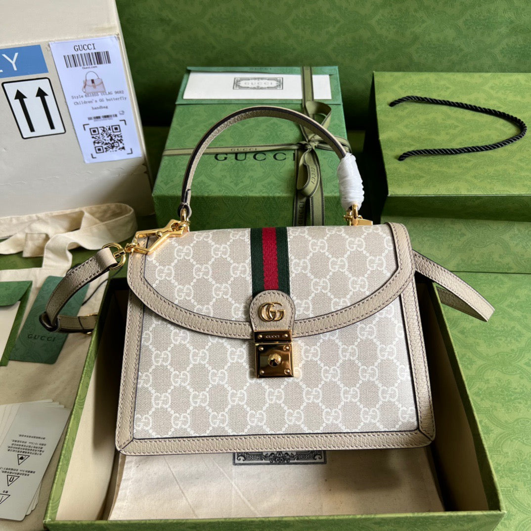gg Ophidia gg , ’s Beige Small Top Handle Travel Bag