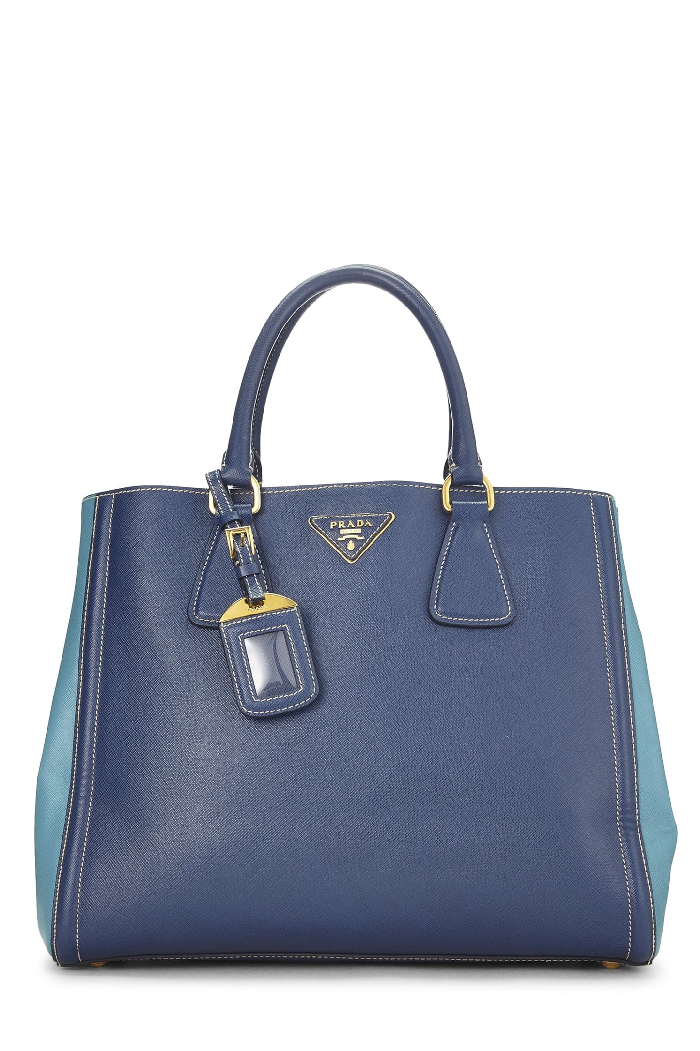 Prada Bi Color Tote Saffiano Blue Tote Bag