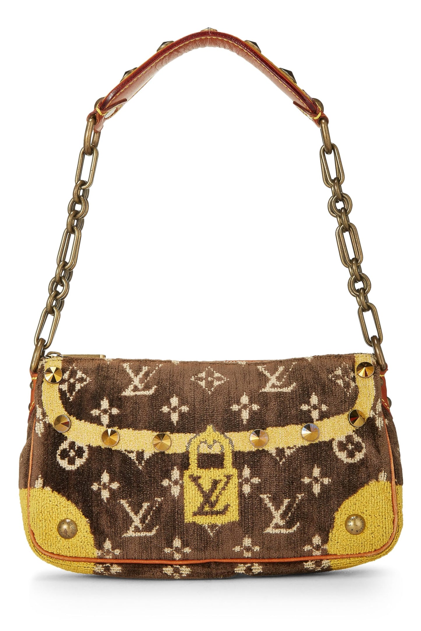 Louis Vuitton,  Brown & Yellow Velour Trompe L'oeil Pochette Accessories, Brown