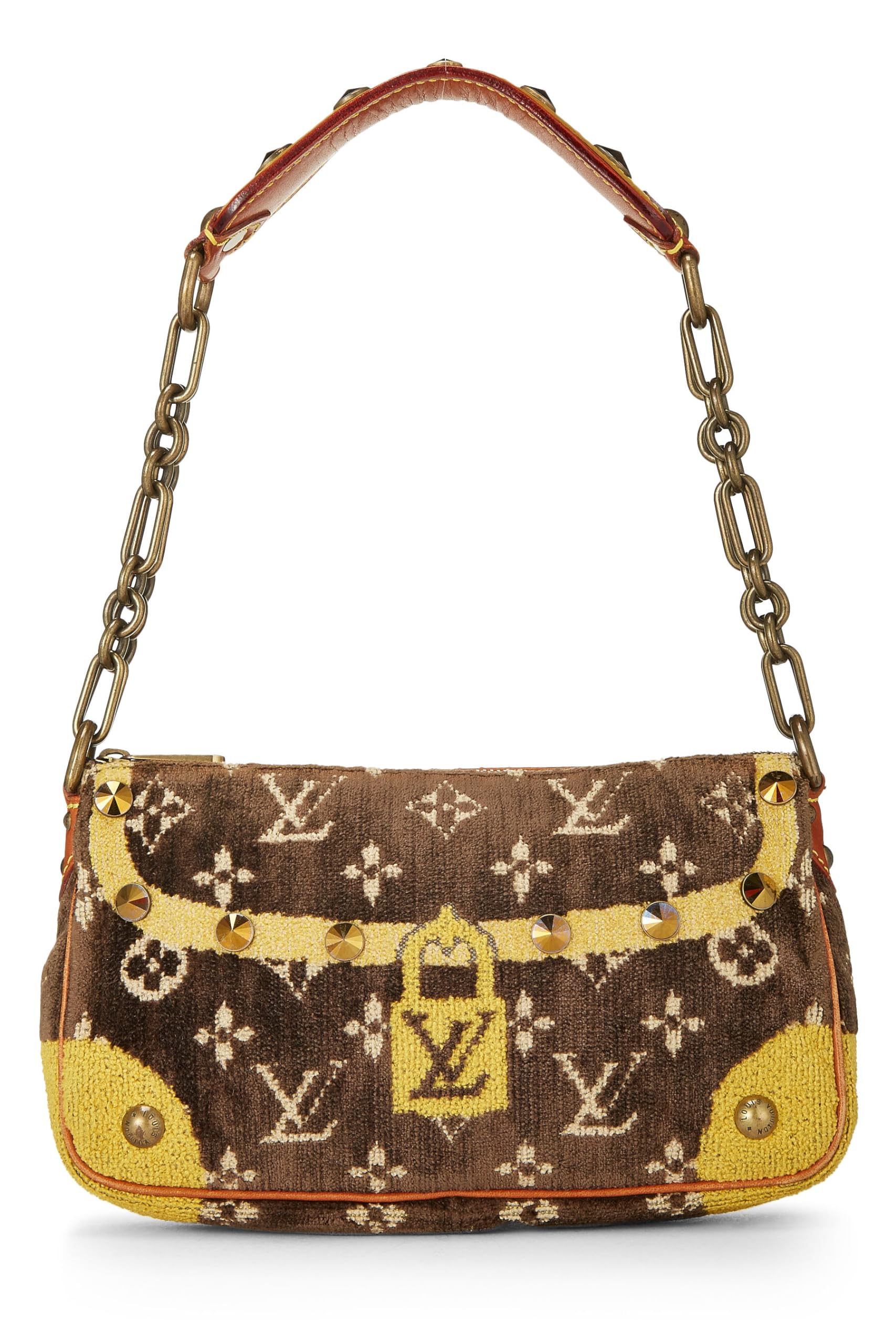 Louis Vuitton,  Brown & Yellow Velour Trompe L'oeil Pochette Accessories, Brown
