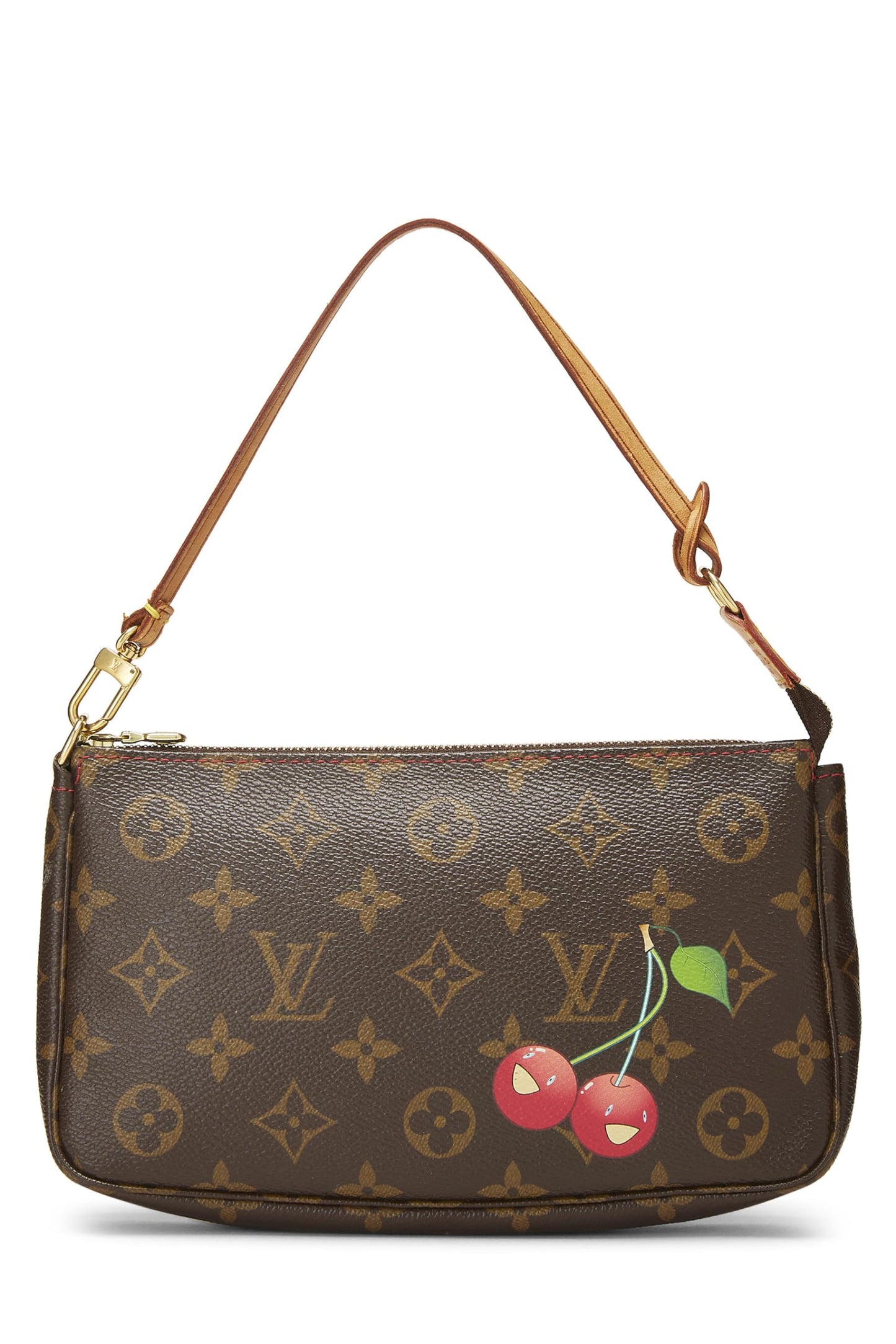 Louis Vuitton,  Takashi Murakami x Louis Vuitton Monogram Cerise Canvas Pochette, Brown