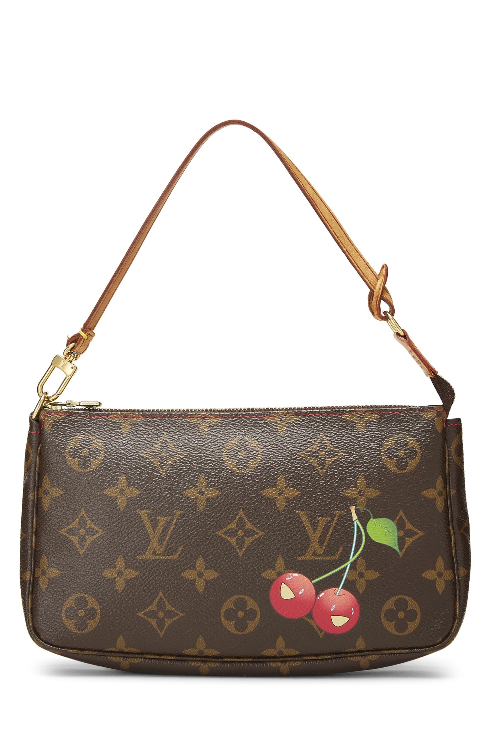 Louis Vuitton,  Takashi Murakami x Louis Vuitton Monogram Cerise Canvas Pochette, Brown