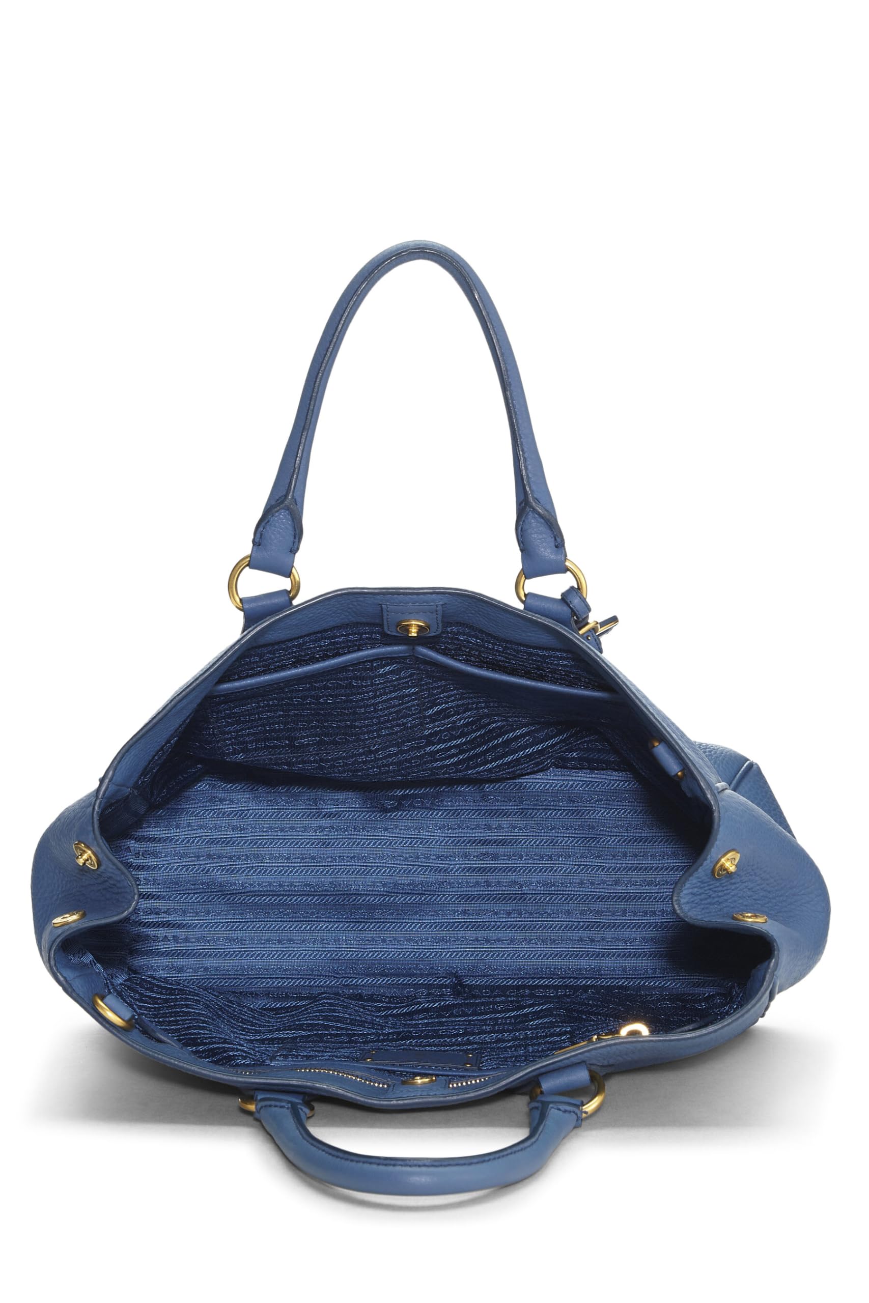 Prada Daino Convertible Open Tote Vitello Blue Tote Bag