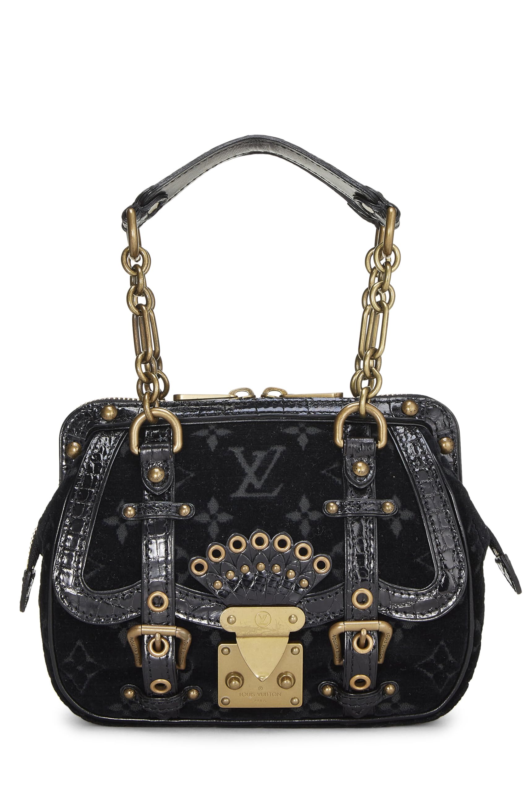 Louis Vuitton,  Black Monogram Velour Gracie PM, Black