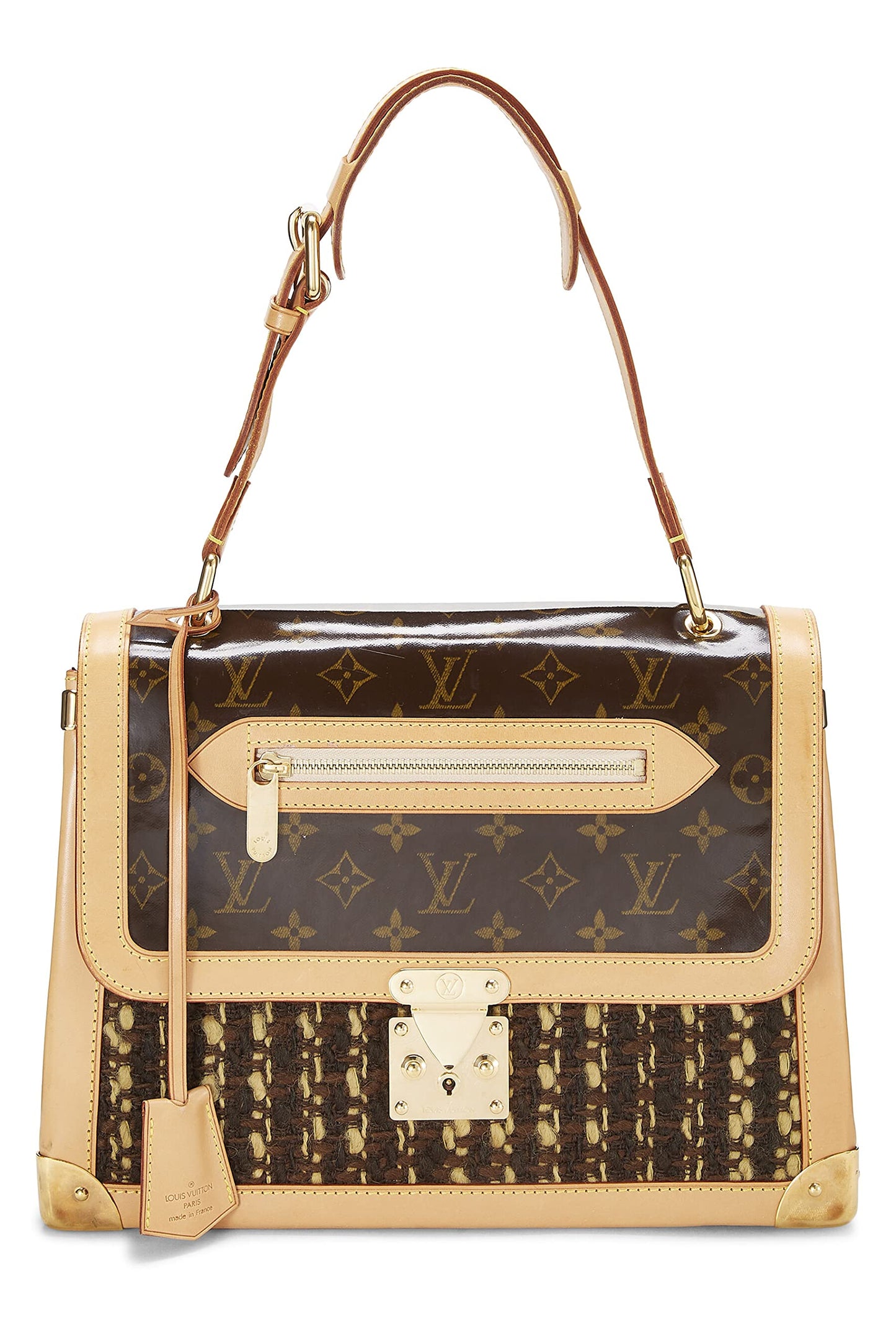 Louis Vuitton,  Monogram Tweedy Zip Shoulder Bag, Brown