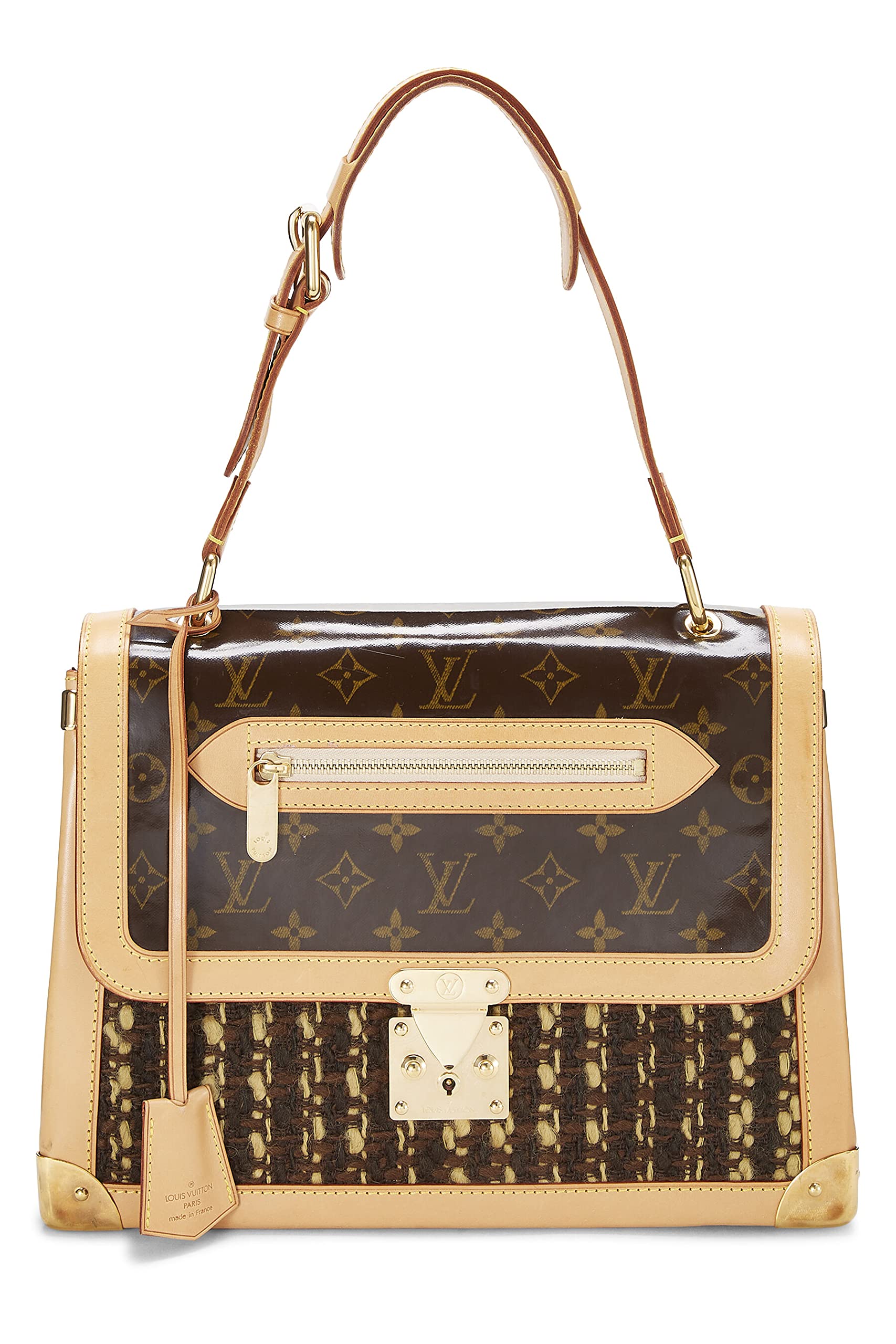 Louis Vuitton,  Monogram Tweedy Zip Shoulder Bag, Brown