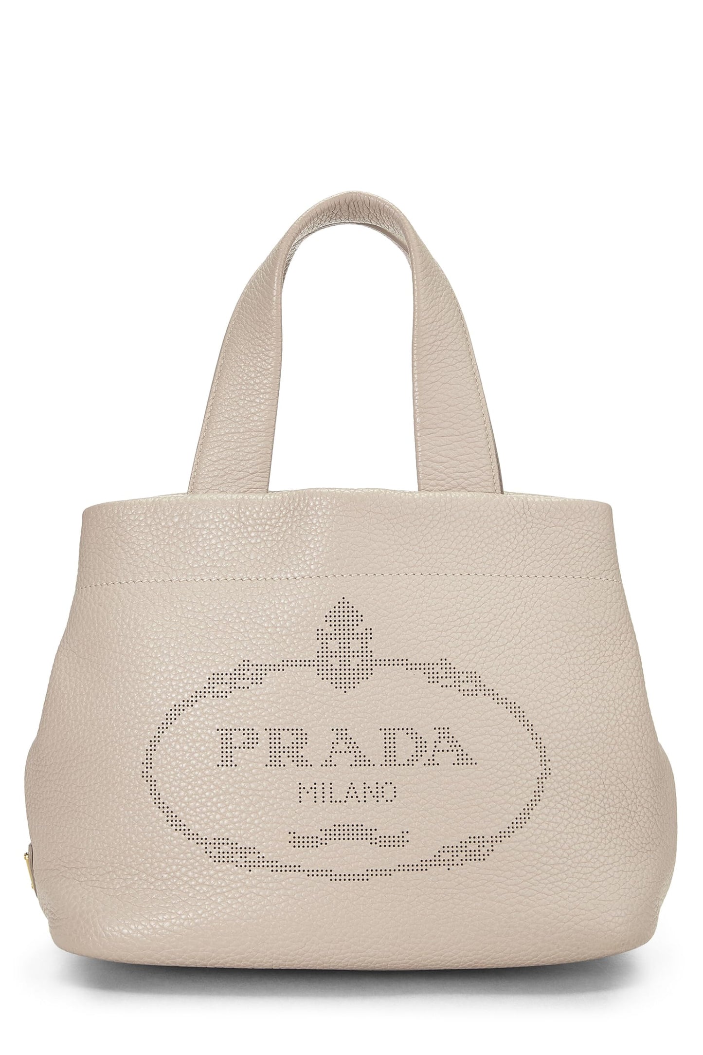 Prada Daino Perforated Handbag Vitello Pink Logo Travel Bag