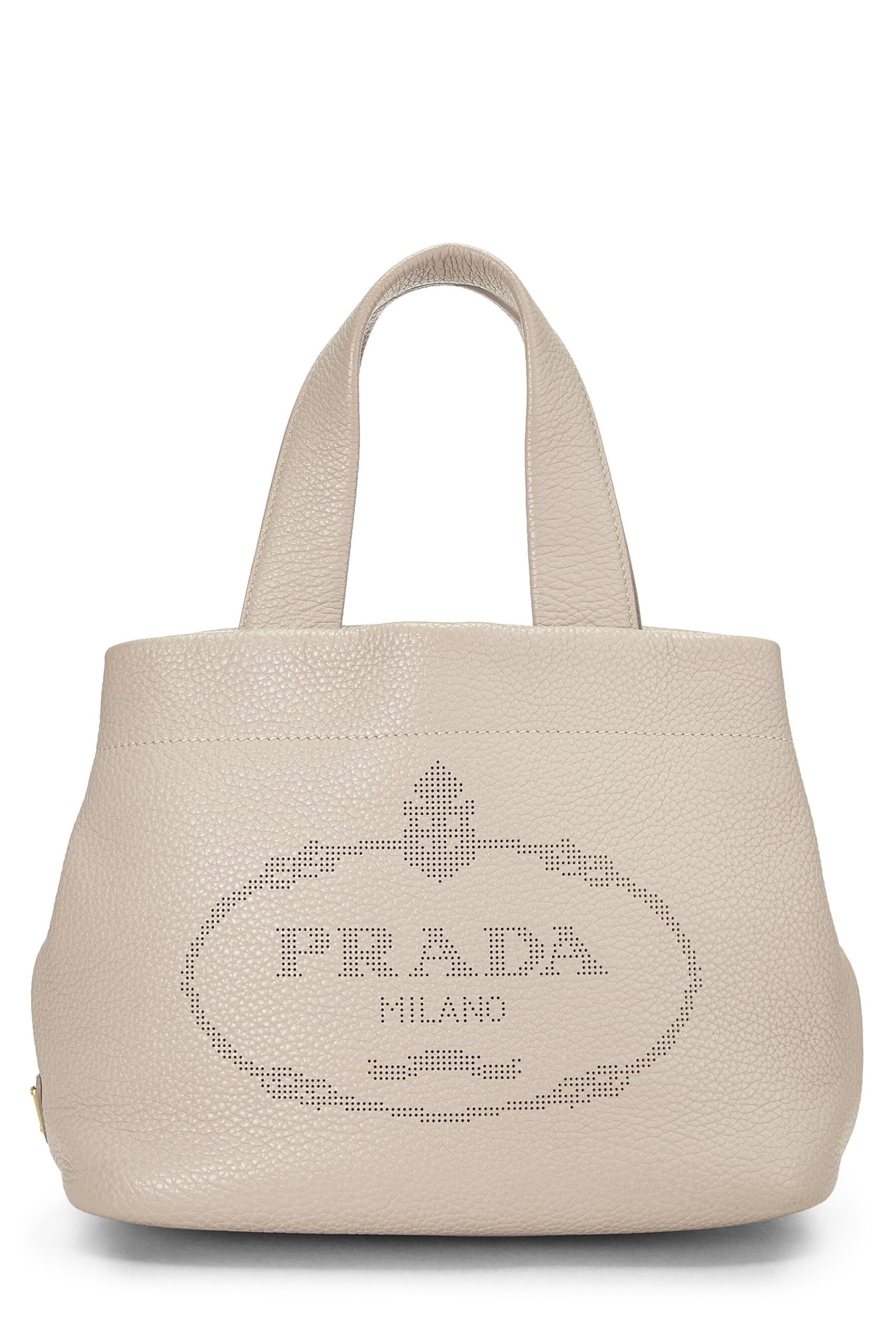 Prada Daino Perforated Handbag Vitello Pink Logo Travel Bag