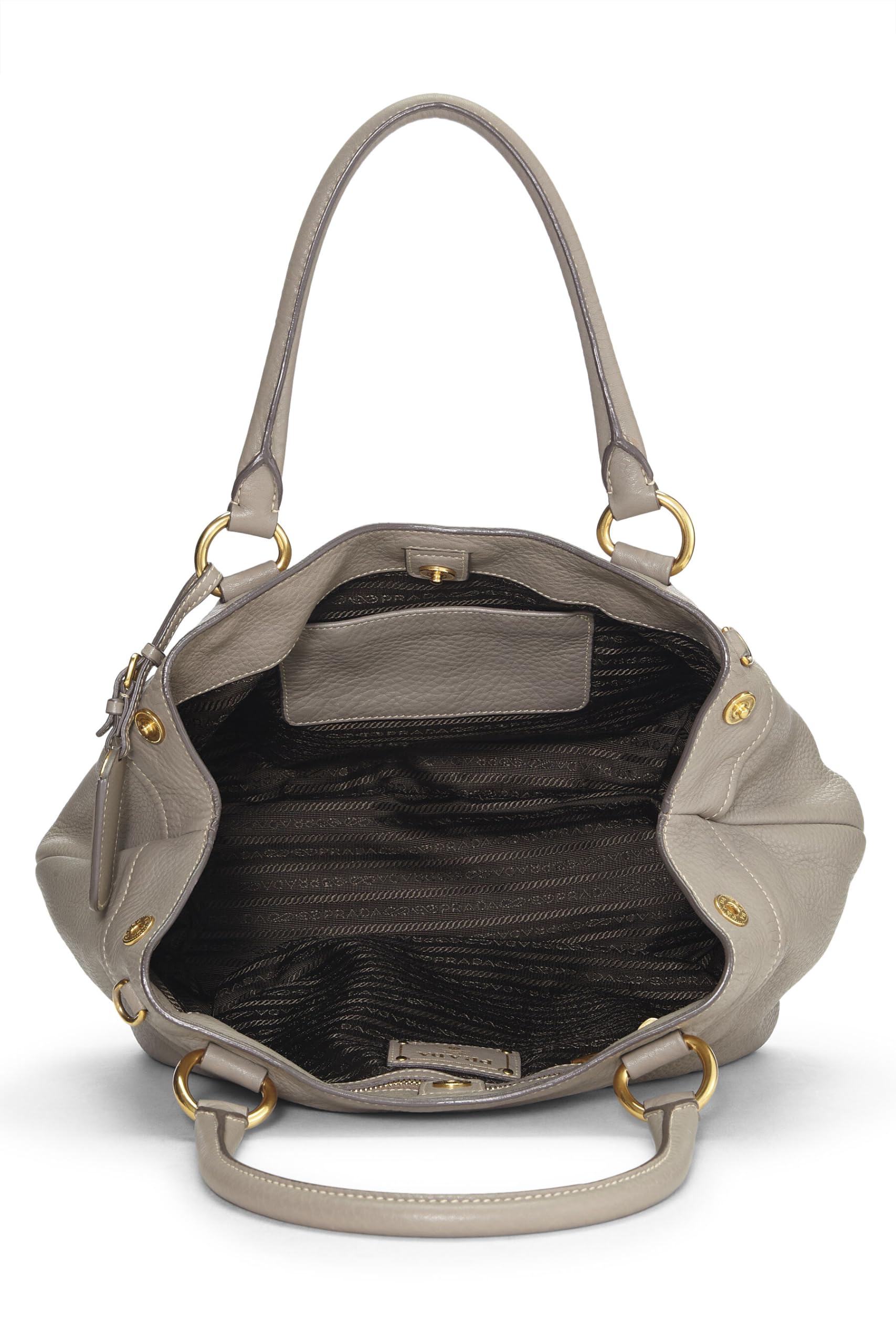 Prada Grey Daino Sacca Manici Grey Luxury Handbag Vitello Gray Travel Bag