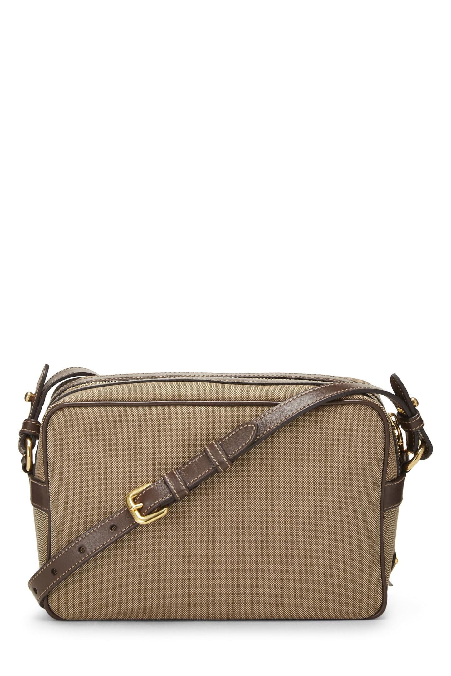 Prada Camera Bag Canvas Brown Beige Crossbody Bag