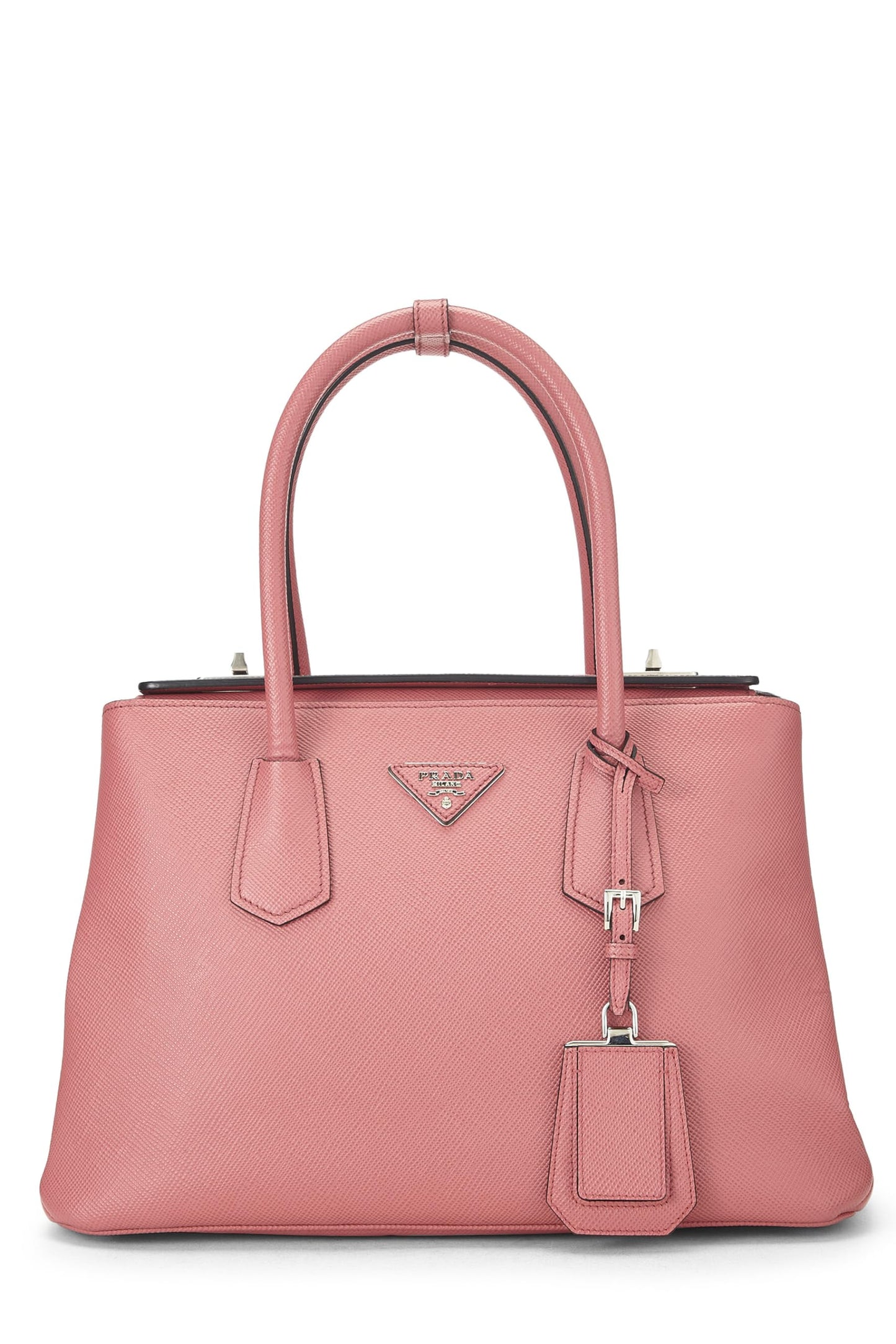 Prada Turnlock Cuir Tote Leather Saffiano Pink Tote Bag