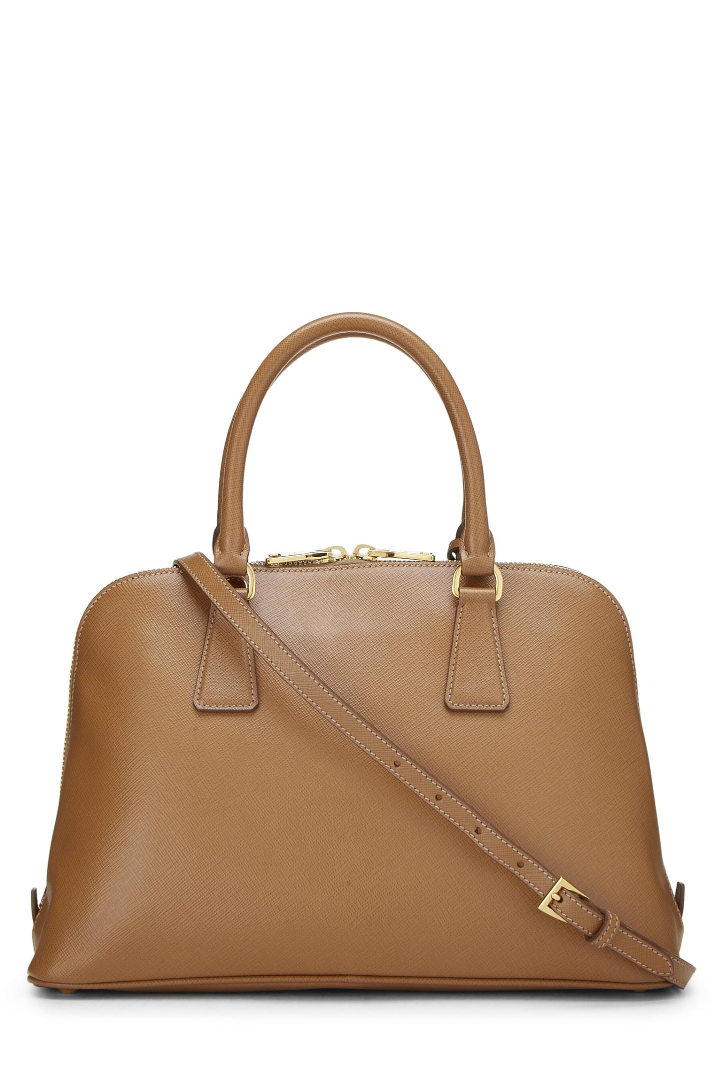 Prada Promenade Luxury Handbag Saffiano Brown Medium Travel Bag