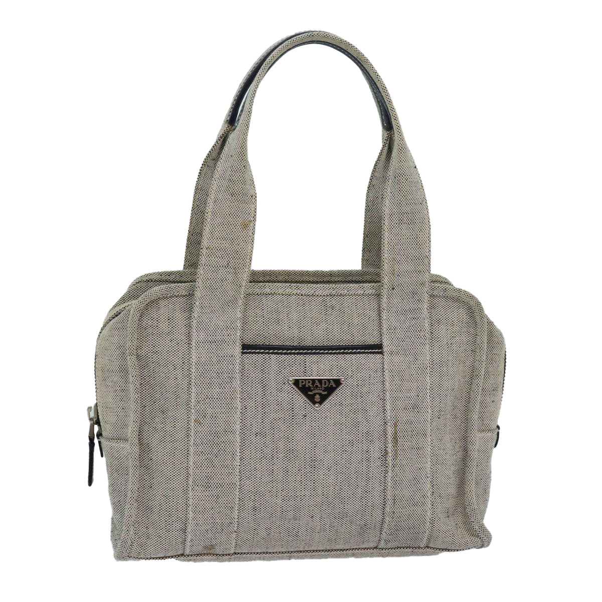 Prada Hand Bag Auth Canvas Gray Travel Bag