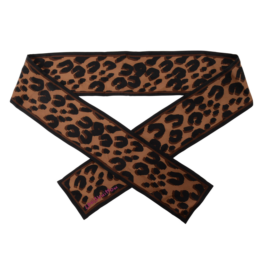 Louis Vuitton x Stephen Spro Brown Silk Leopard Print Bandeau Fashion Accessory
