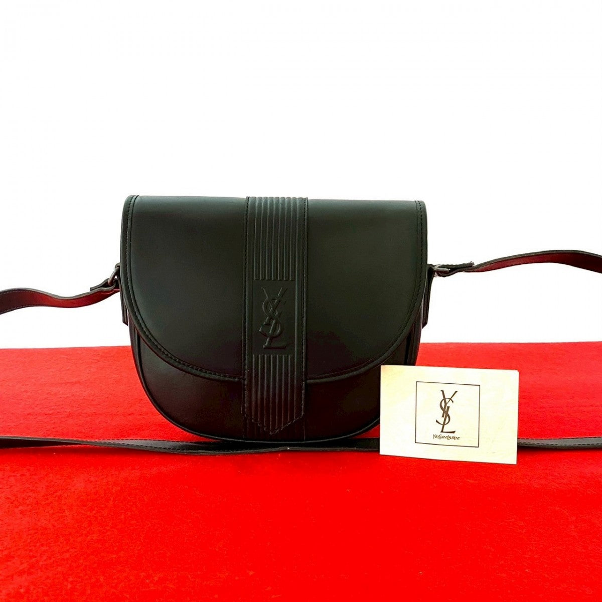 YSL Saint Laurent Yves Shoulder Bag Leather Black 820L820 18218