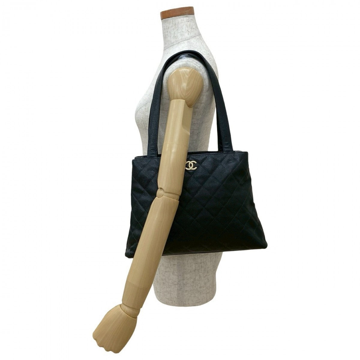 Chanel Matt caviar skin COCO Mark Matrasse Black Tote Bag