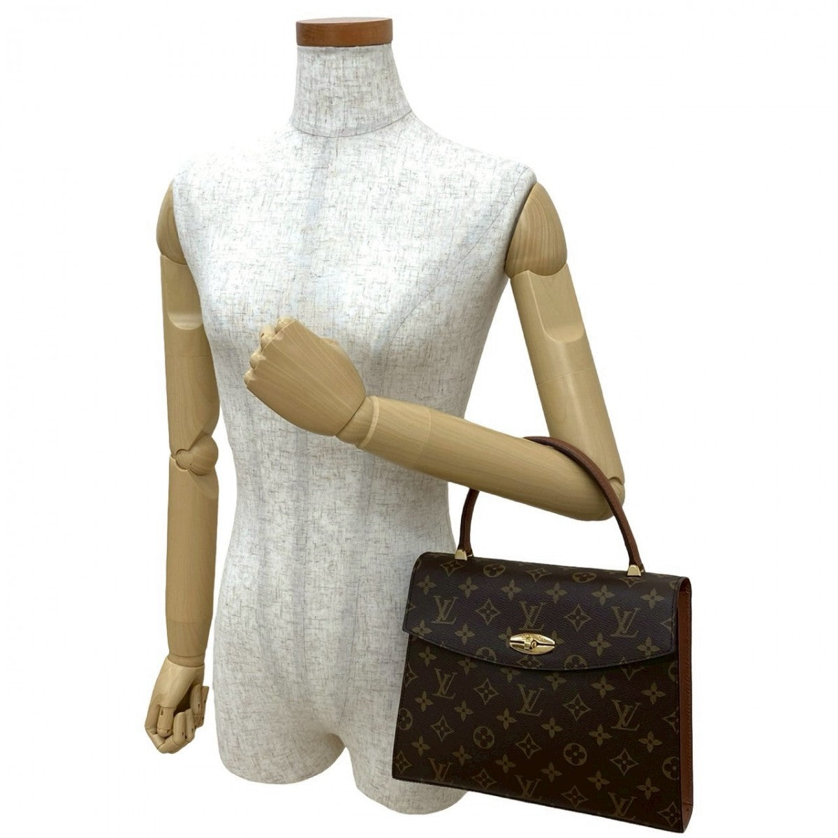 Louis Vuitton M51379 PVC Malesherbes Monogram Leather Brown Handbag