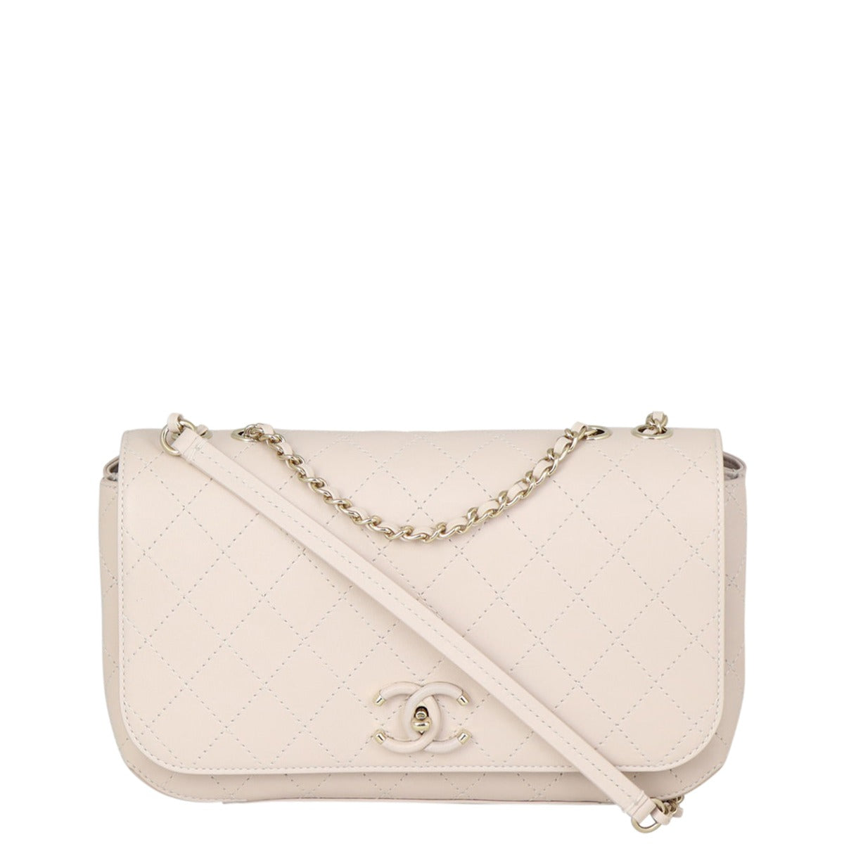 Chanel Calfskin CC Bag Quilted Flap Handbag