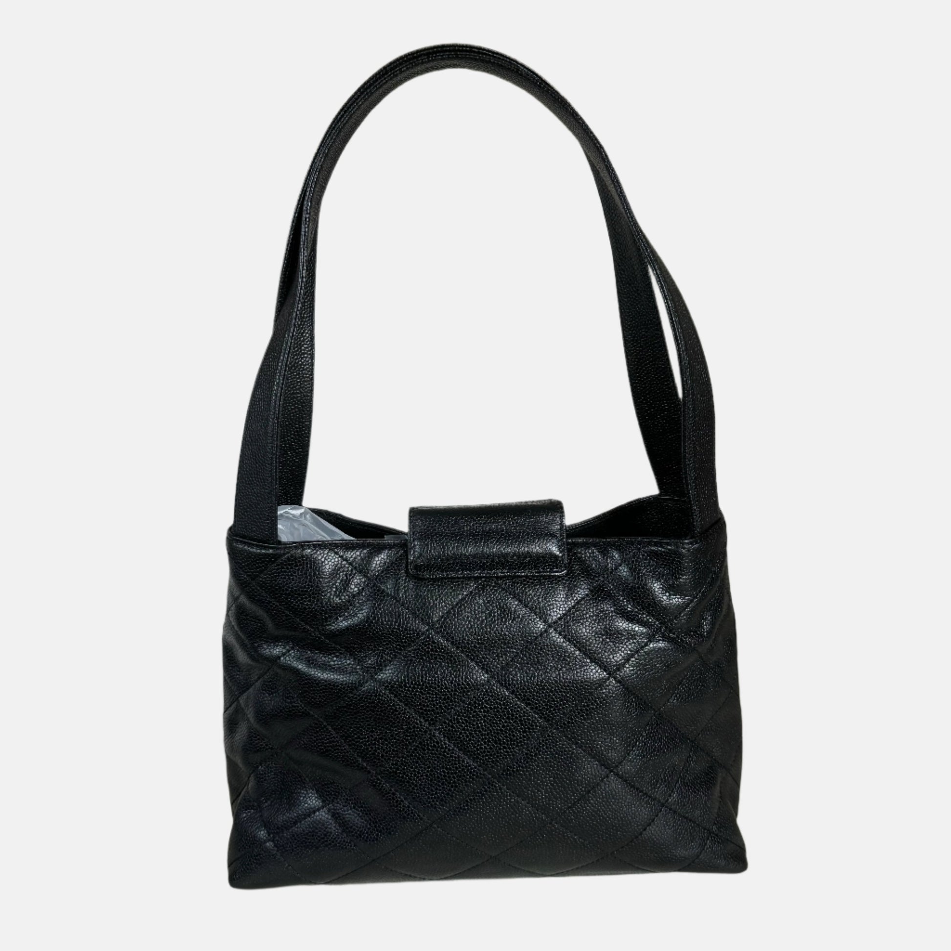 Chanel Kelly Top Handle Caviar Black Leather Handbag