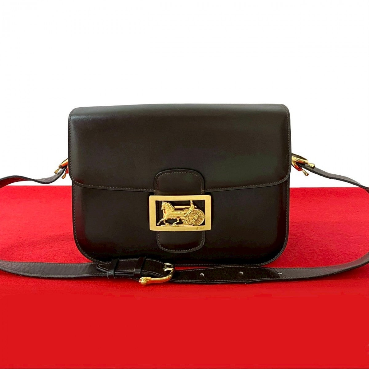 Shoulder Bag Carriage Metal Women Leather Brown Metal Women