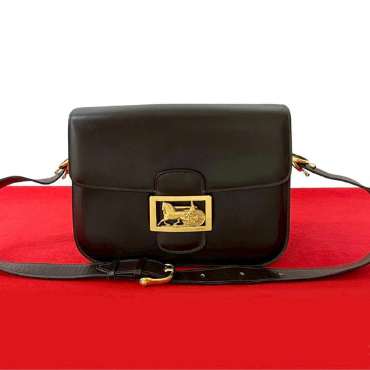 Shoulder Bag Carriage Metal Women Leather Brown Metal Women