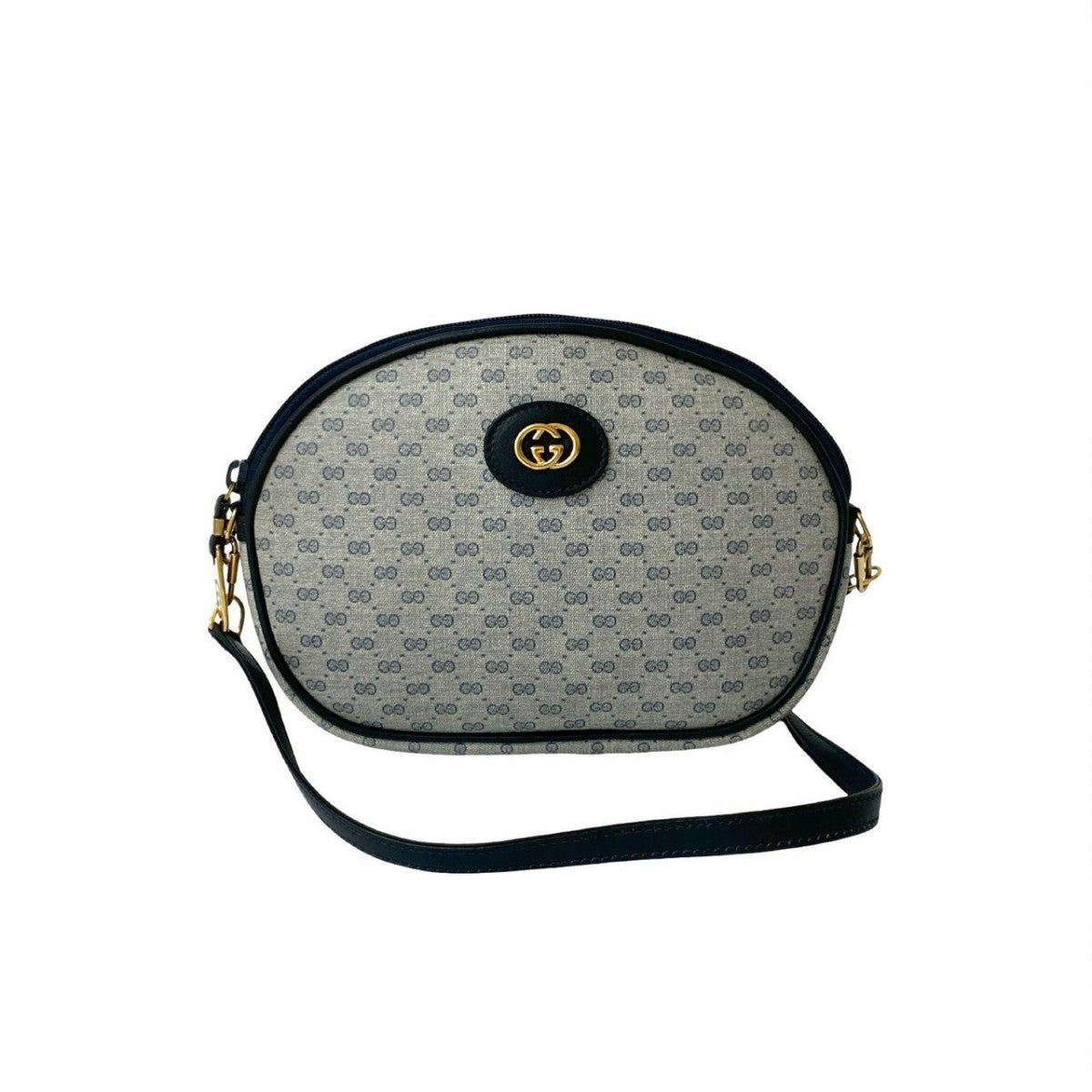 Gucci PVC Micro GG Metal Leather Navy Logo Shoulder Bag