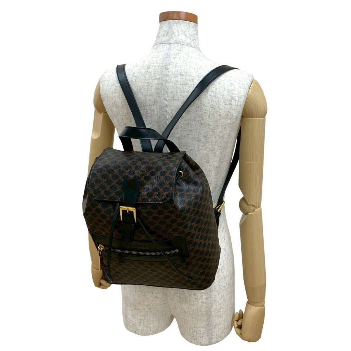 Backpack , Pvc Macadam Blason Triomphe Pattern Leather Black